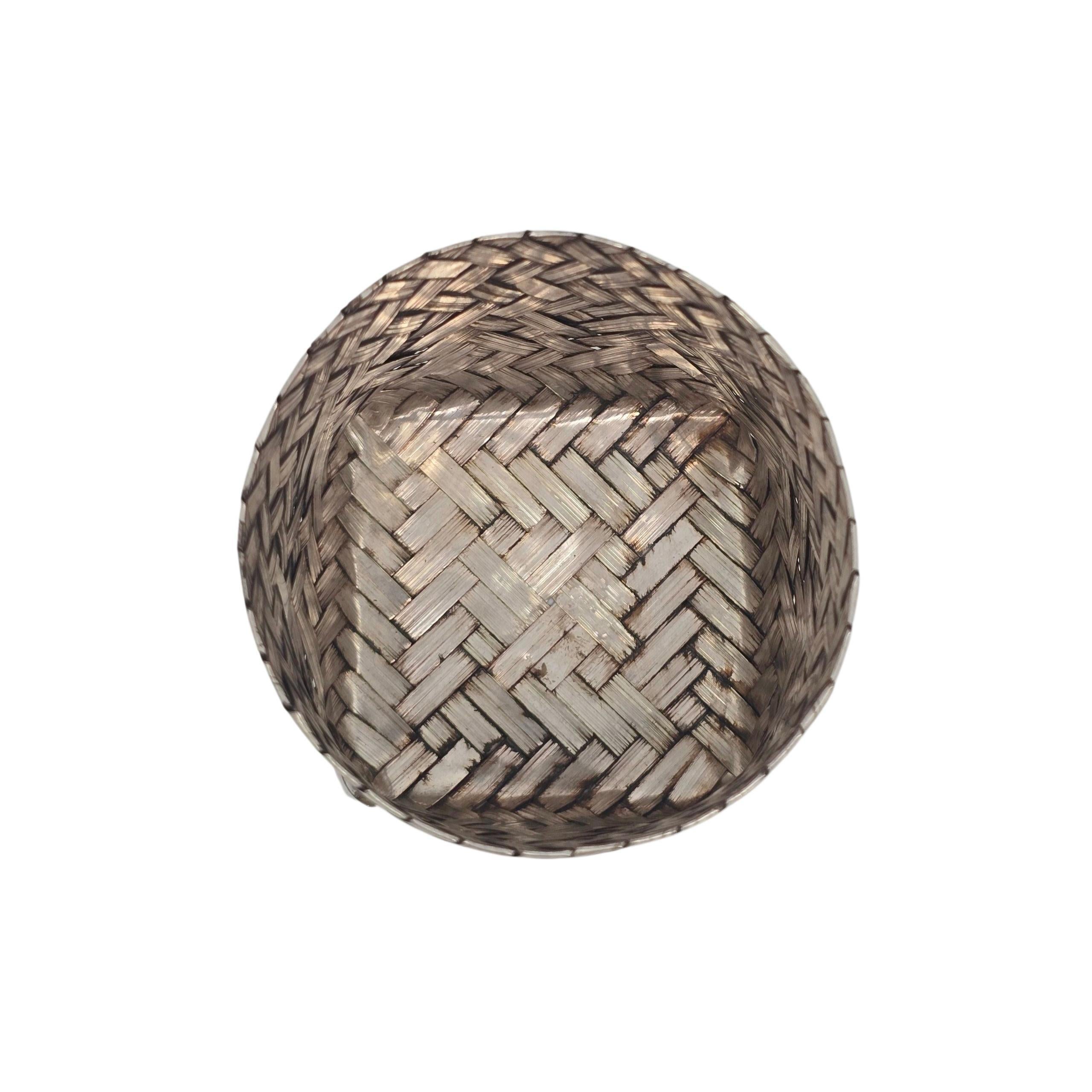Tiffany & Co Mexico Sterling Silver Small Woven Basket #22274 For Sale 2