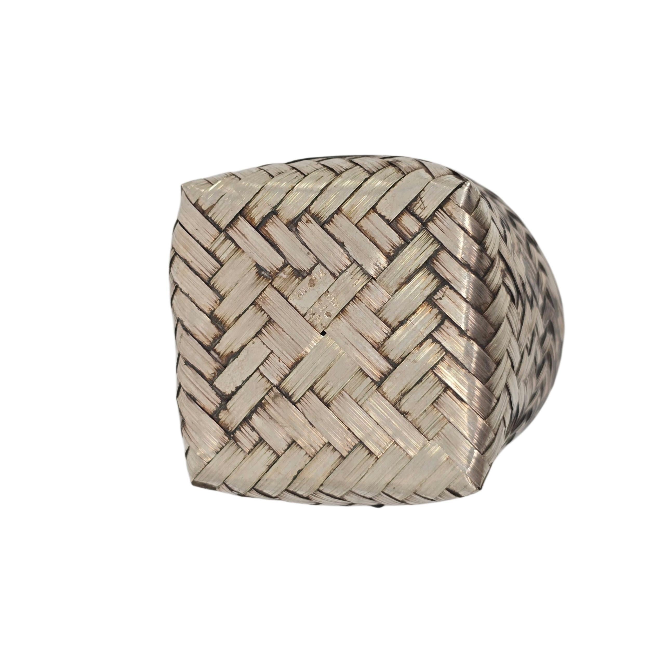 Tiffany & Co Mexico Sterling Silver Small Woven Basket #22274 For Sale 3