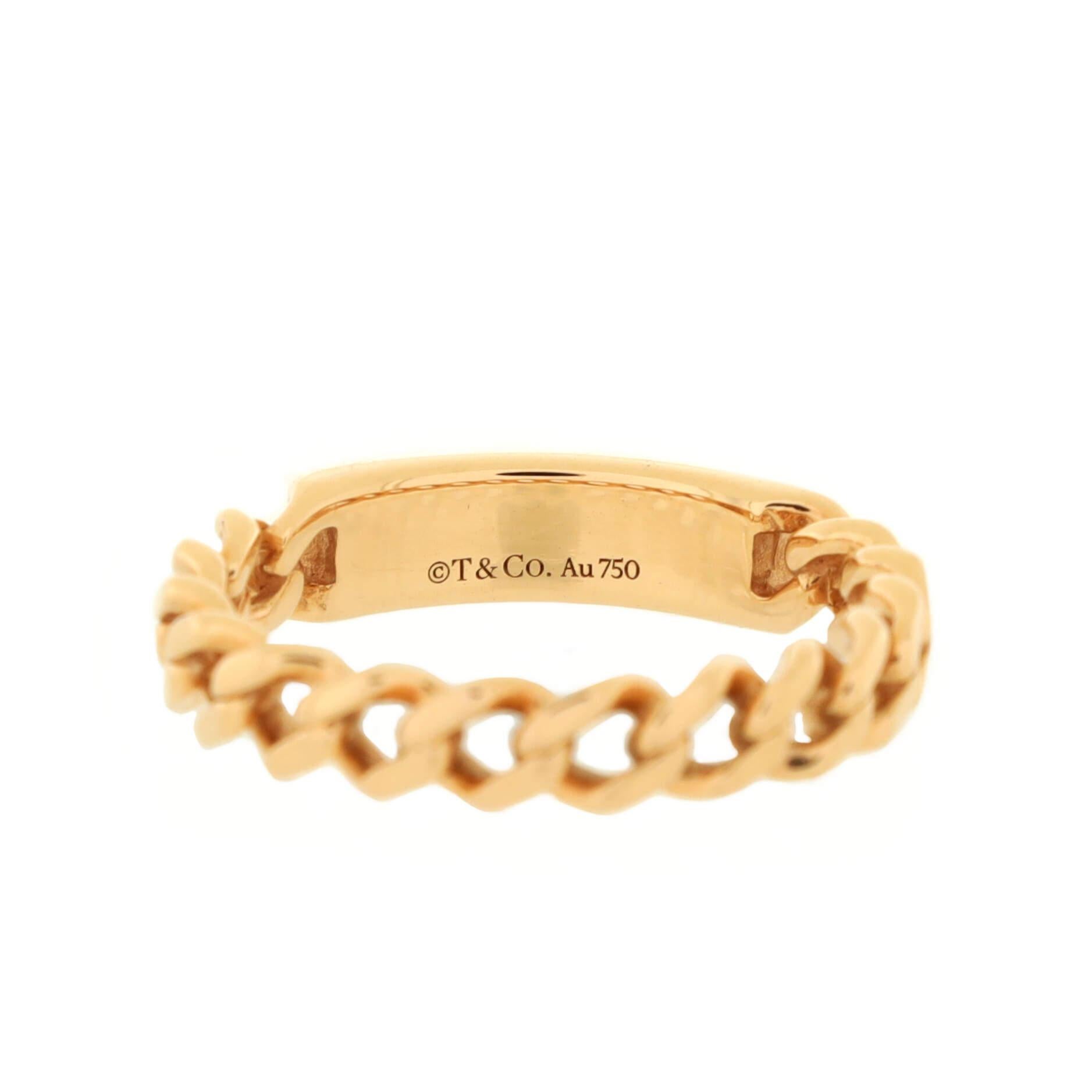 Tiffany & Co. Micro Link ID Kette Ring aus 18 Karat Roségold mit Diamanten für Damen oder Herren im Angebot
