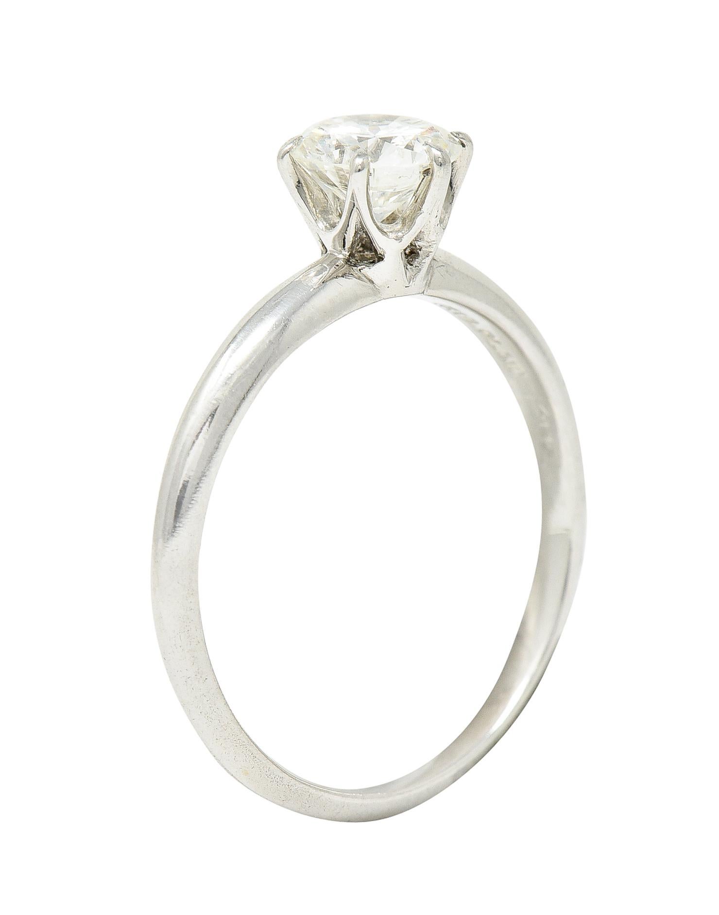 Tiffany & Co. Mid-Century 0.60 Carat Diamond Platinum Solitaire Engagement Ring For Sale 2