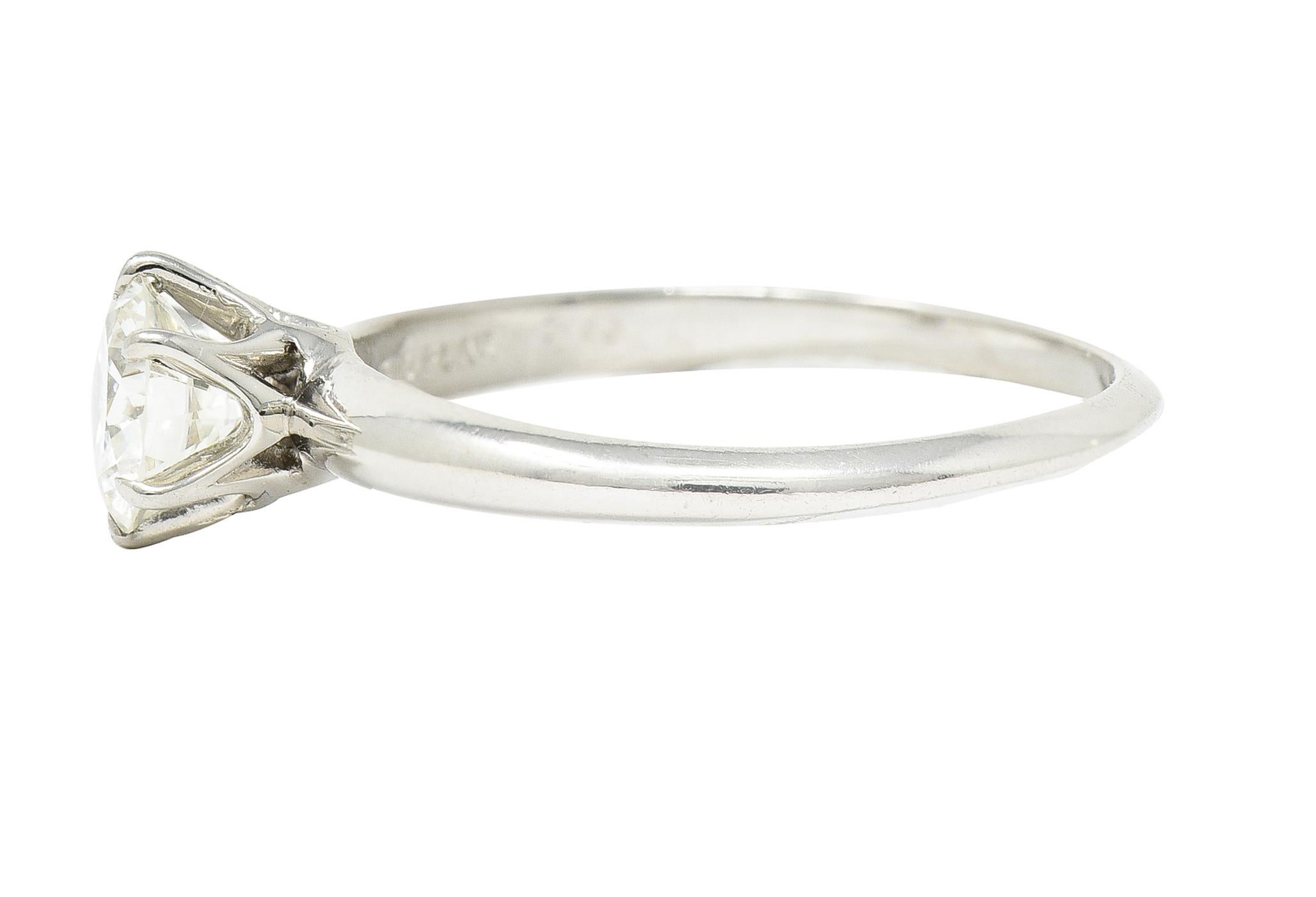 Retro Tiffany & Co. Mid-Century 0.60 Carat Diamond Platinum Solitaire Engagement Ring For Sale