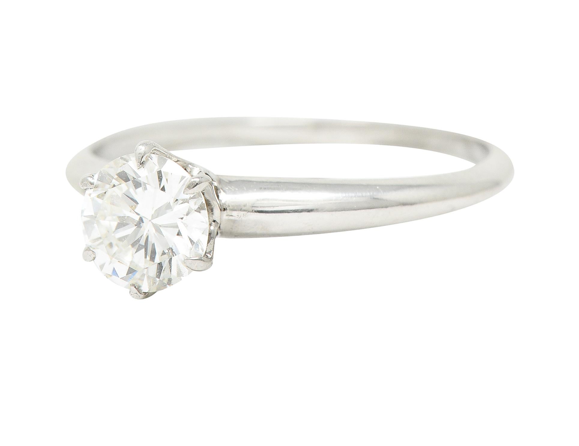 Round Cut Tiffany & Co. Mid-Century 0.60 Carat Diamond Platinum Solitaire Engagement Ring For Sale