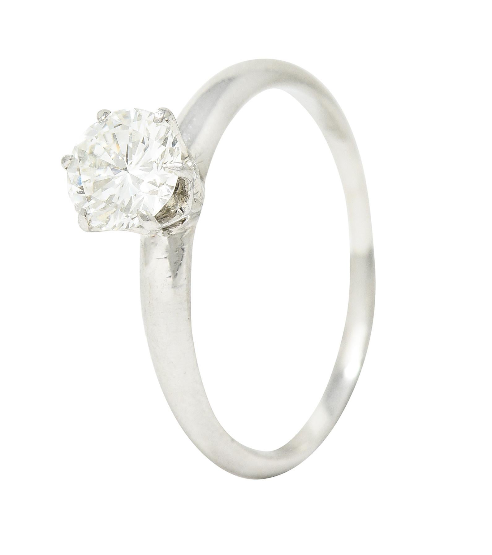 Women's or Men's Tiffany & Co. Mid-Century 0.60 Carat Diamond Platinum Solitaire Engagement Ring For Sale