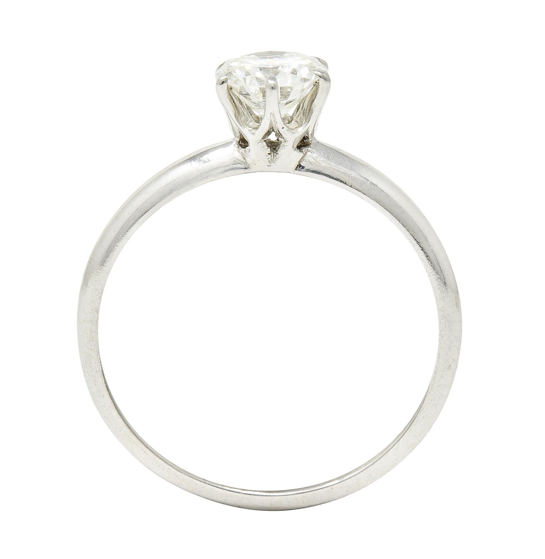 Tiffany & Co. Mid-Century 0.60 Carat Diamond Platinum Solitaire Engagement Ring For Sale 1