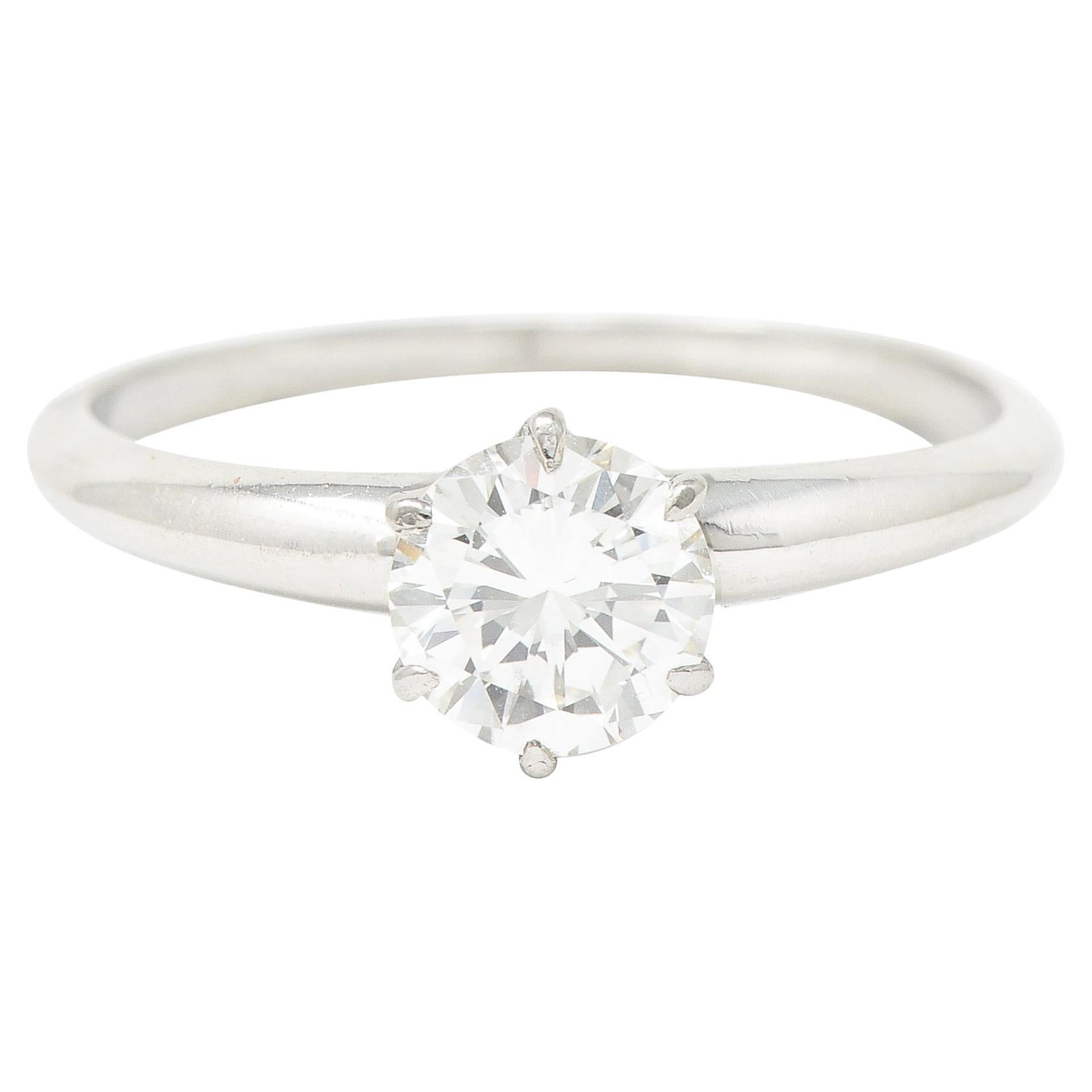 Tiffany and Co. Mid-Century 0.60 Carat Diamond Platinum Solitaire  Engagement Ring For Sale at 1stDibs