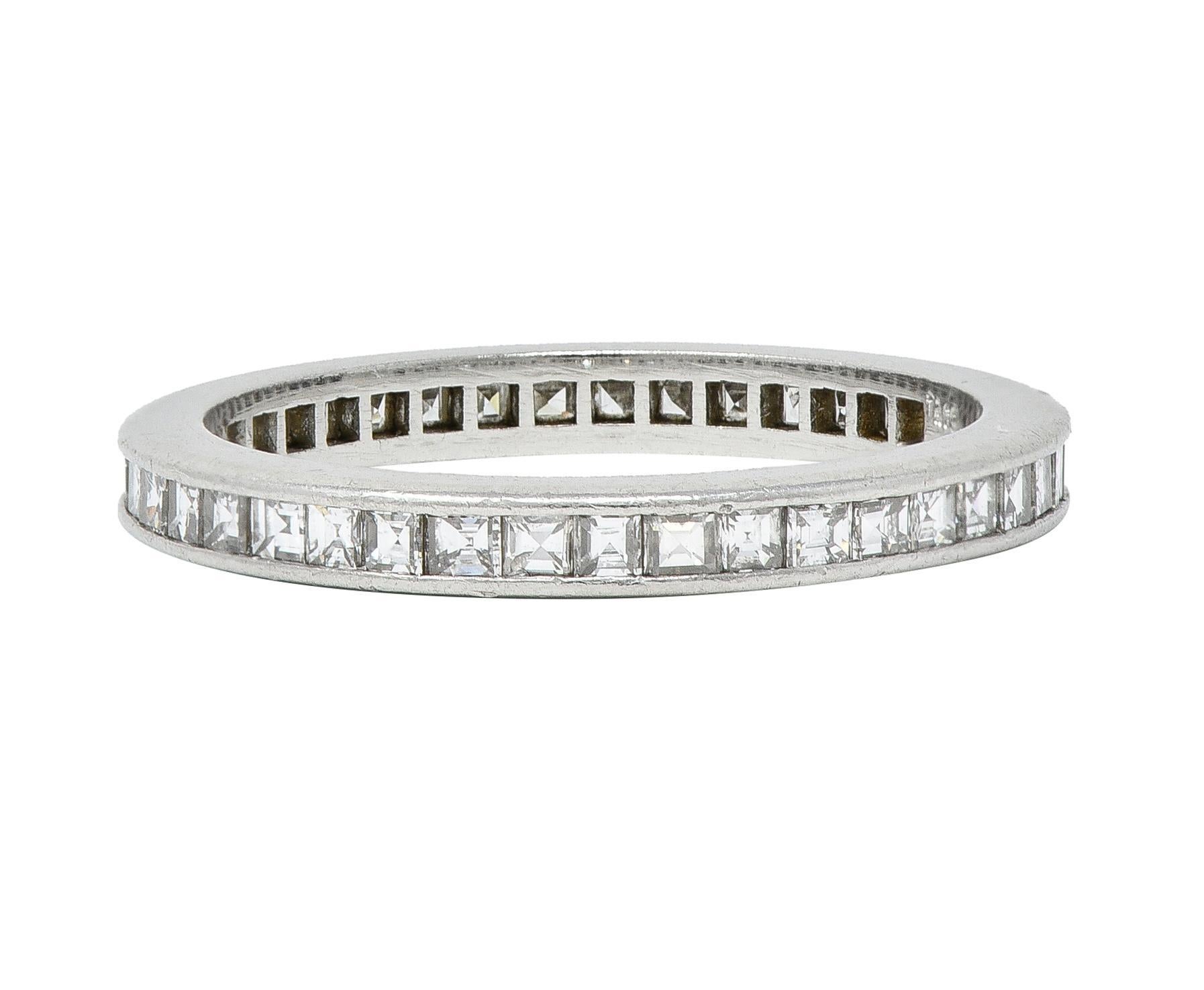 Women's or Men's Tiffany & Co. Mid-Century 0.82 CTW Step-Cut Diamond Platinum Eternity Band Ring