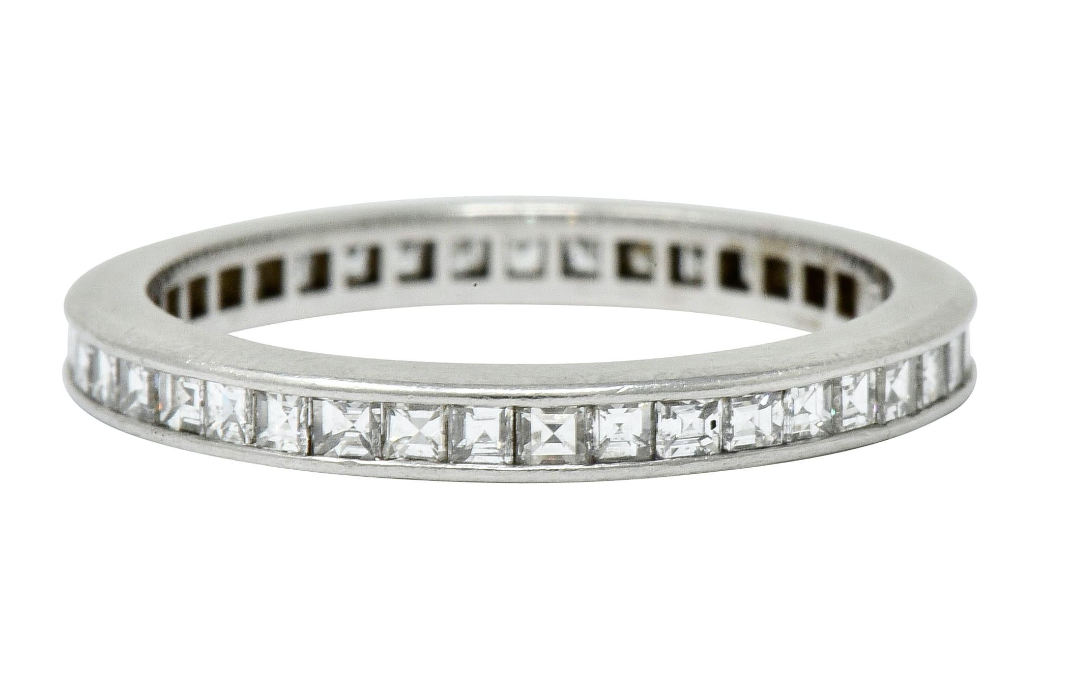 Square Cut Tiffany & Co. Midcentury 1.25 Carat Diamond Platinum Eternity Band Stack Ring