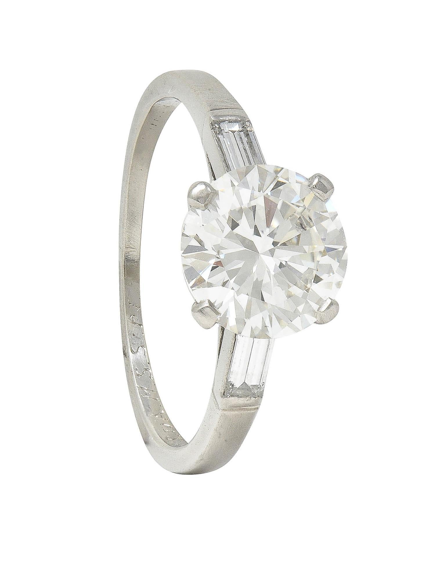 Tiffany & Co. Mid-Century 2.00 CTW Diamond Platinum Three Stone Engagement Ring For Sale 8