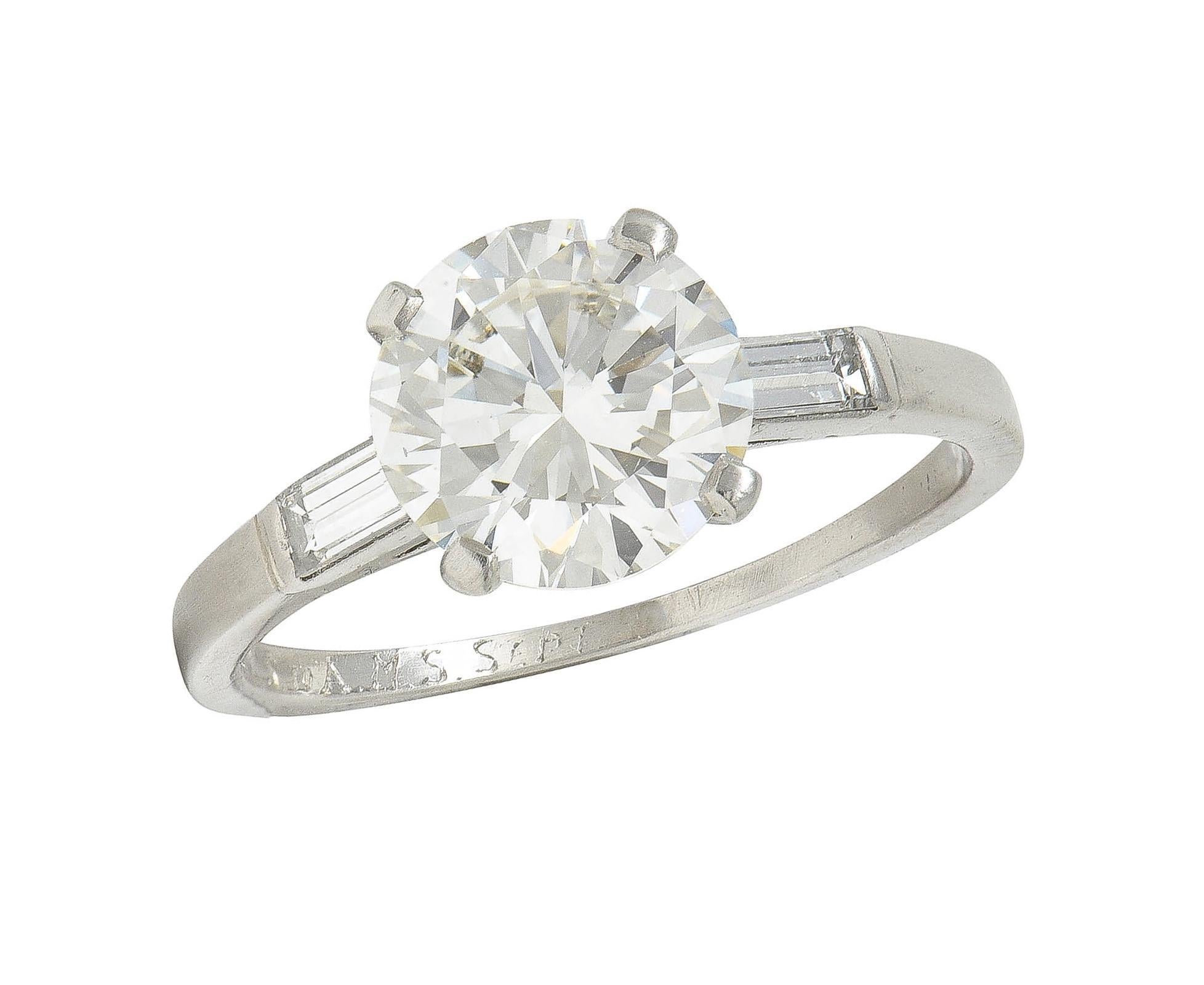 Tiffany & Co. Mid-Century 2.00 CTW Diamond Platinum Three Stone Engagement Ring For Sale 10