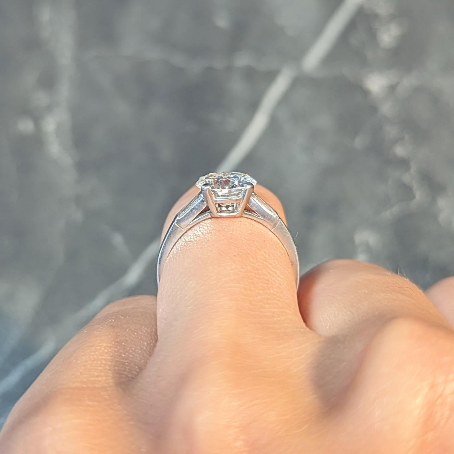 Tiffany & Co. Mid-Century 2.00 CTW Diamond Platinum Three Stone Engagement Ring For Sale 12