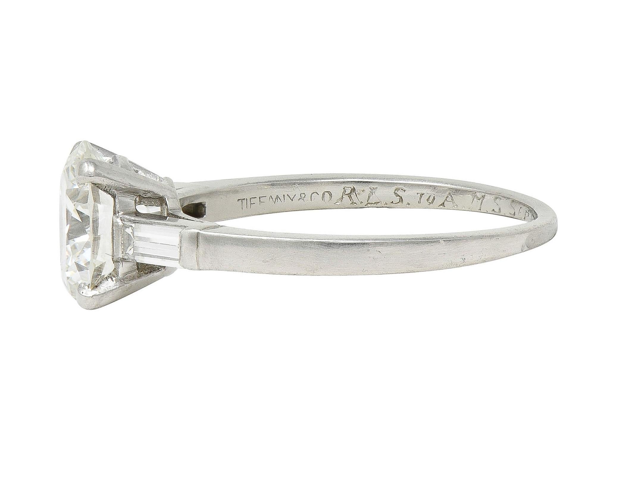 Tiffany & Co. Mid-Century 2.00 CTW Diamond Platinum Three Stone Engagement Ring For Sale 2