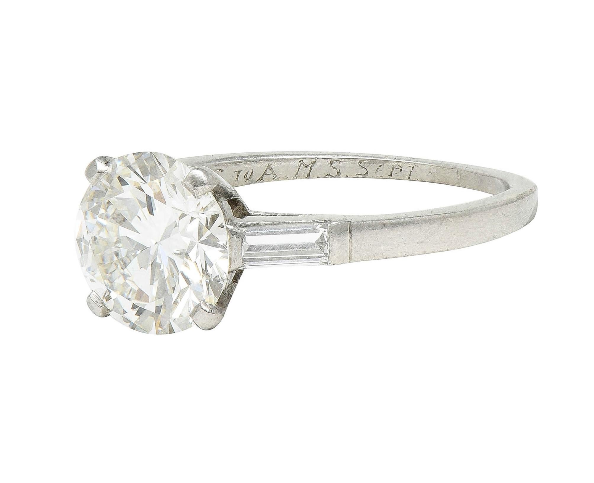 Tiffany & Co. Mid-Century 2.00 CTW Diamond Platinum Three Stone Engagement Ring For Sale 3