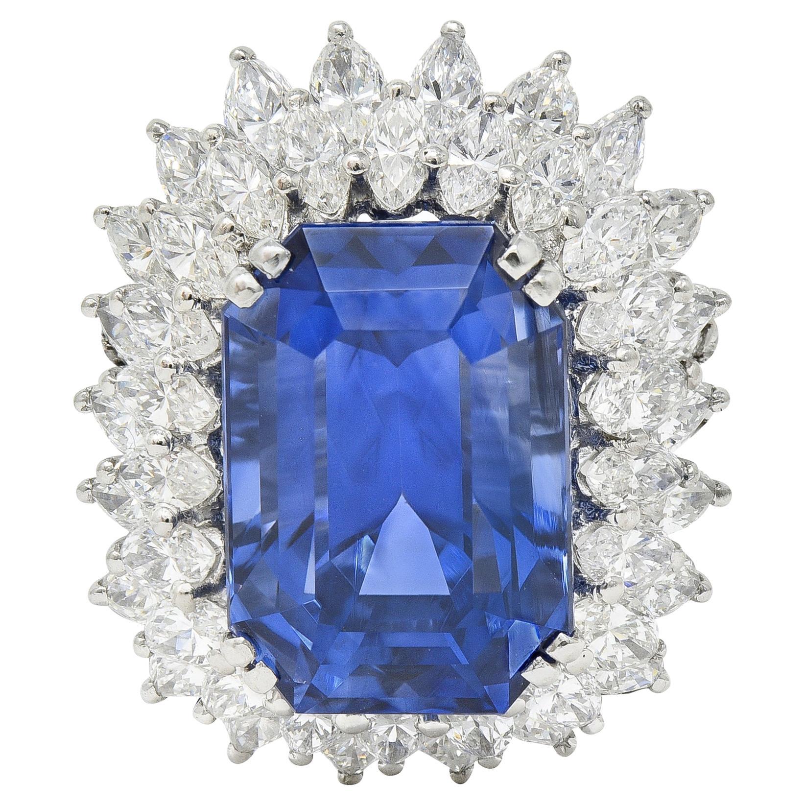 Tiffany and Co. Mid-Century 21.86 CTW No Heat Sapphire Diamond Platinum ...