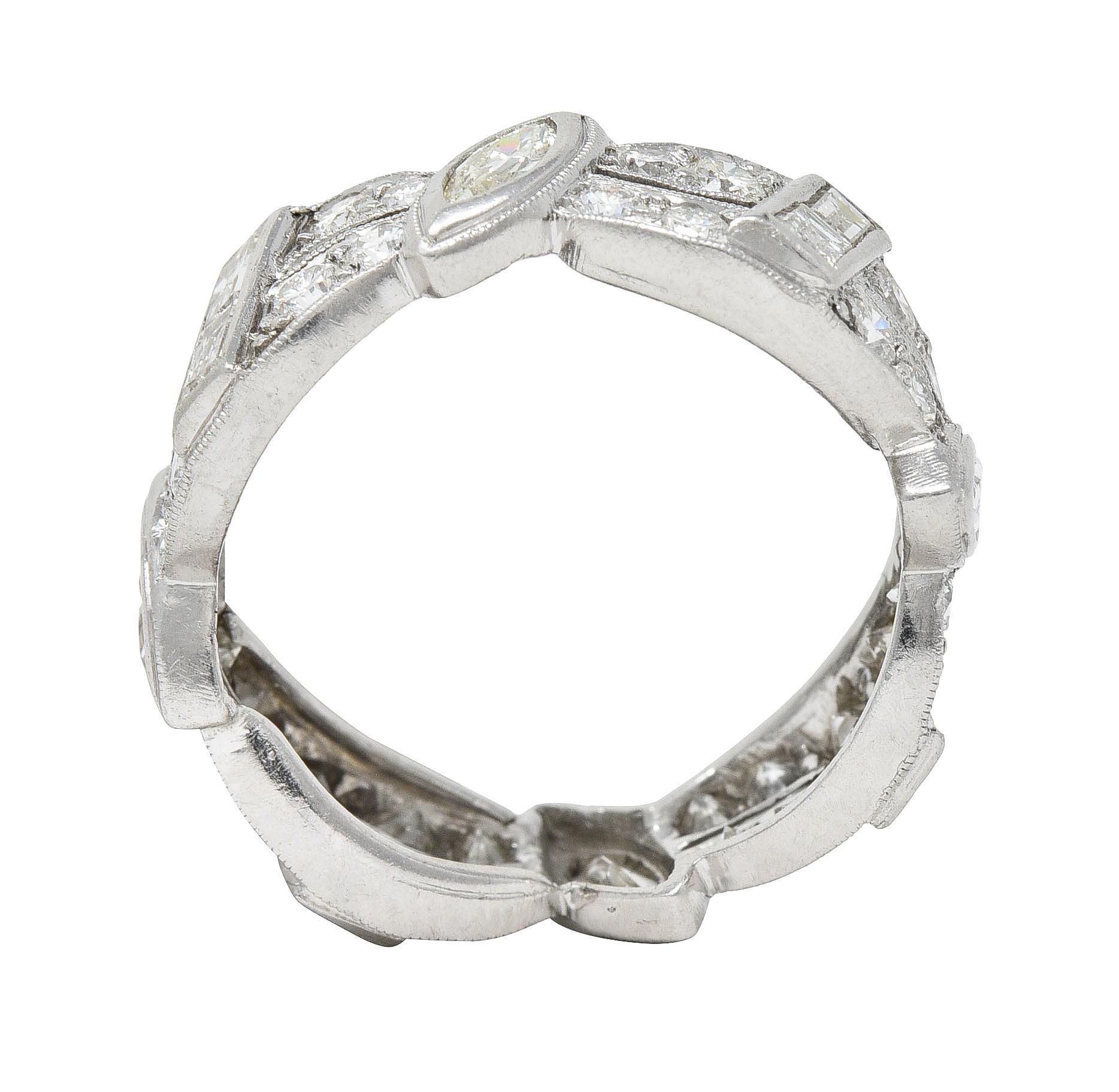 Marquise Cut Tiffany & Co. Mid-Century 2.44 CTW Diamond Platinum Marquise Ribbon Band Ring