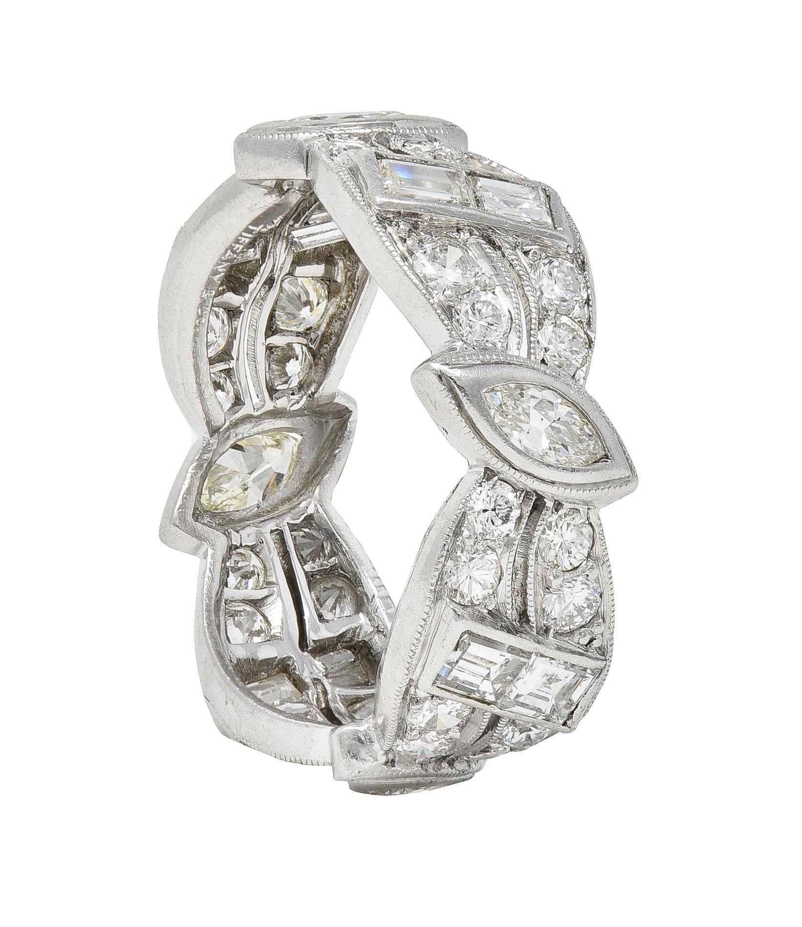Tiffany & Co. Mid-Century 2.44 CTW Diamond Platinum Marquise Ribbon Band Ring 2
