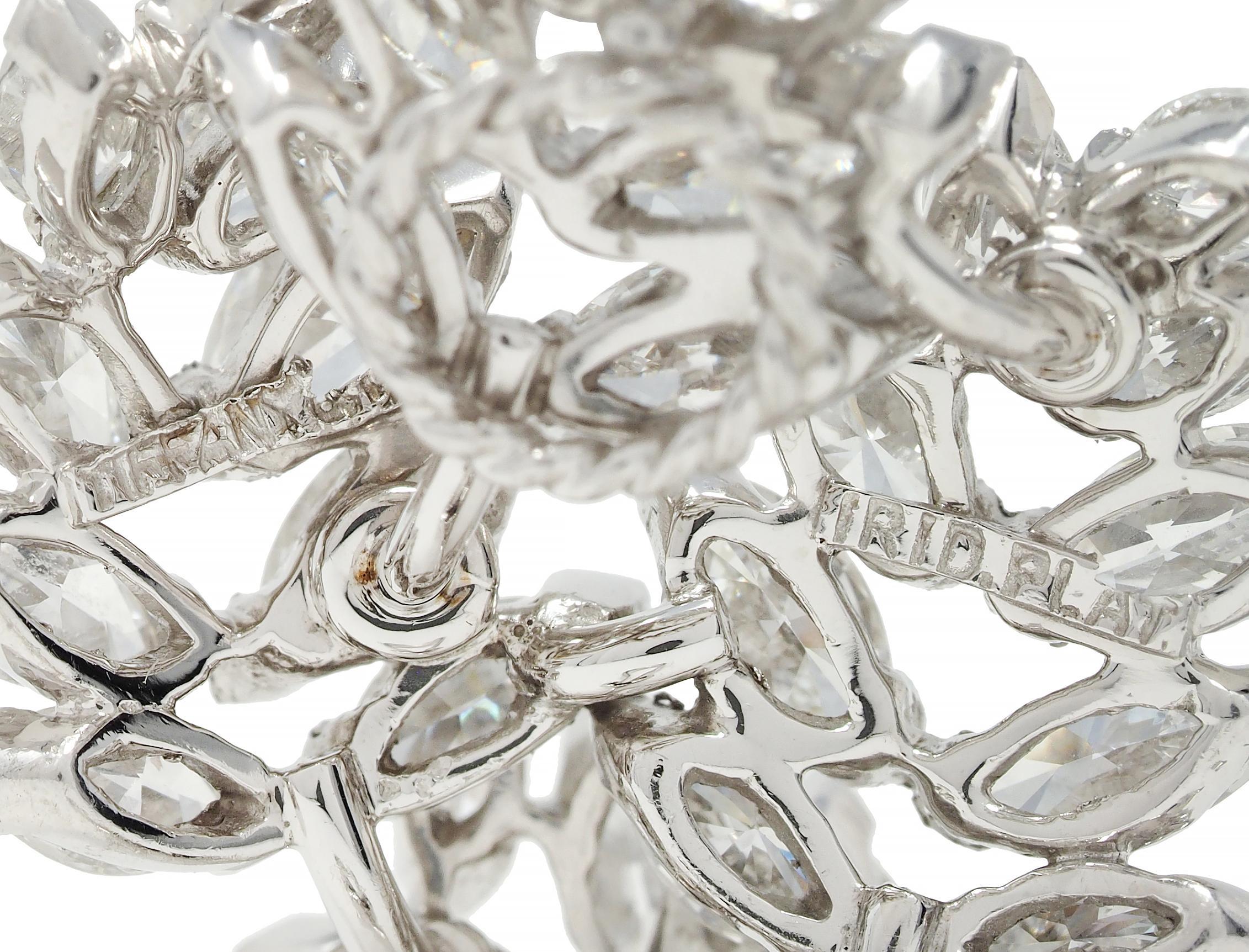 Tiffany & Co. Mid-Century 4.14 CTW Diamond Platinum Foliate Spray Earrings For Sale 7