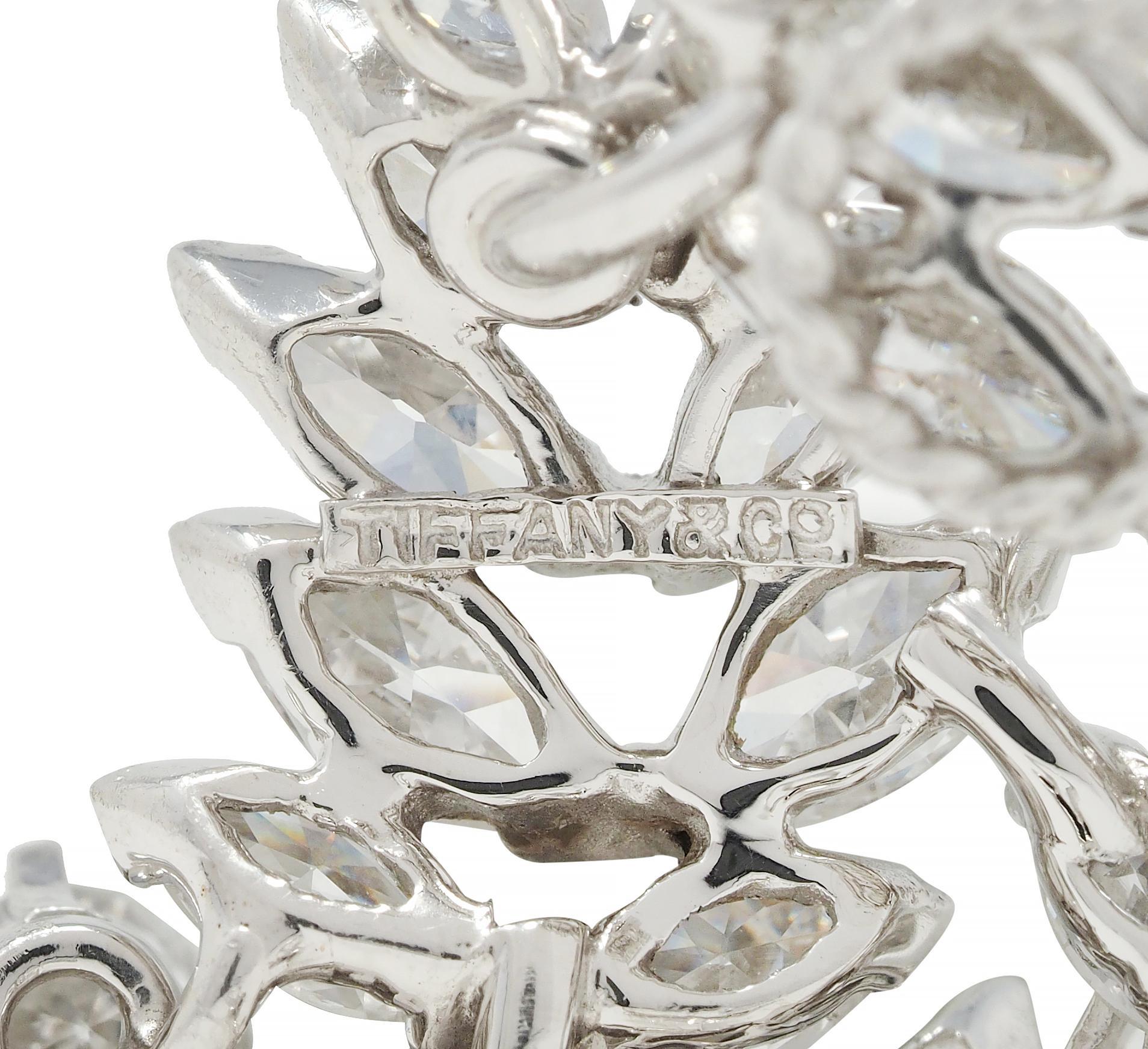 Tiffany & Co. Mid-Century 4,14 CTW Diamant Platin Blattwerk Sprühohrringe im Angebot 4