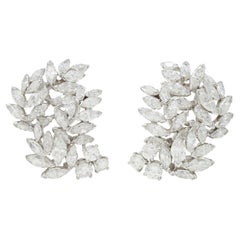 Tiffany & Co. Mid-Century 4.14 CTW Diamond Platinum Foliate Spray Earrings