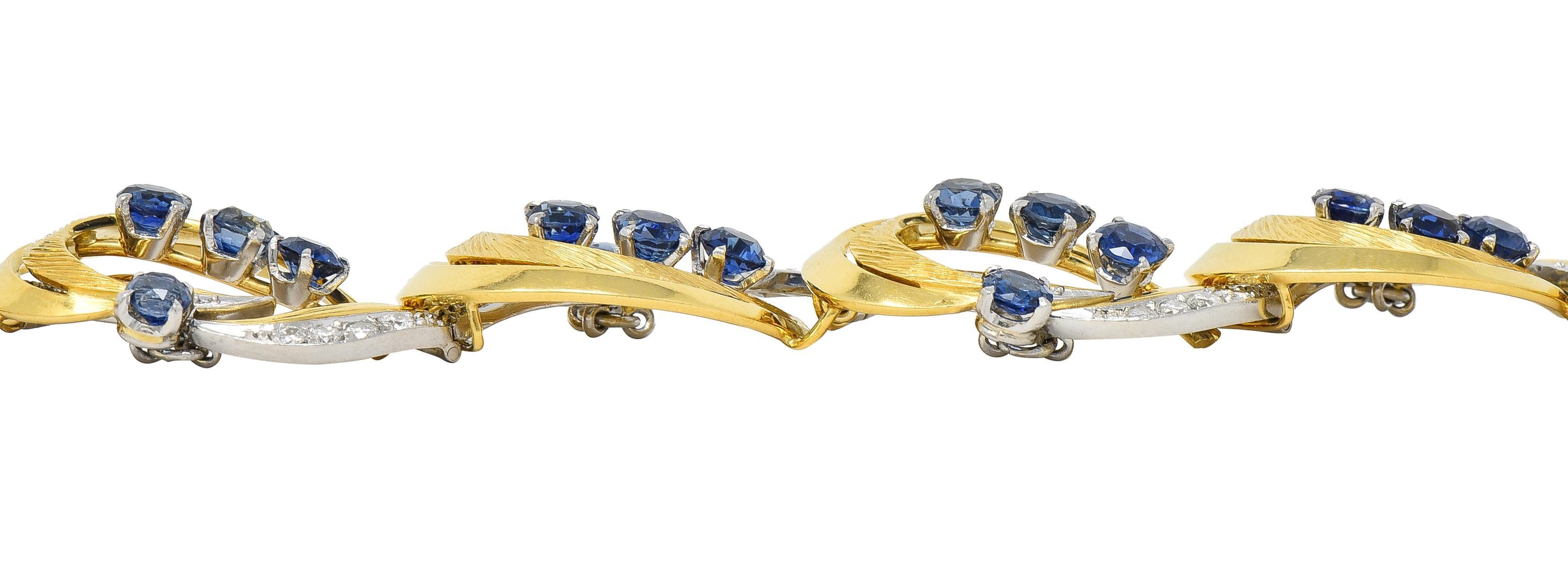 Tiffany & Co. Bracelet en platine 18 carats avec saphirs et diamants 9,04 carats, milieu du siècle dernier en vente 6