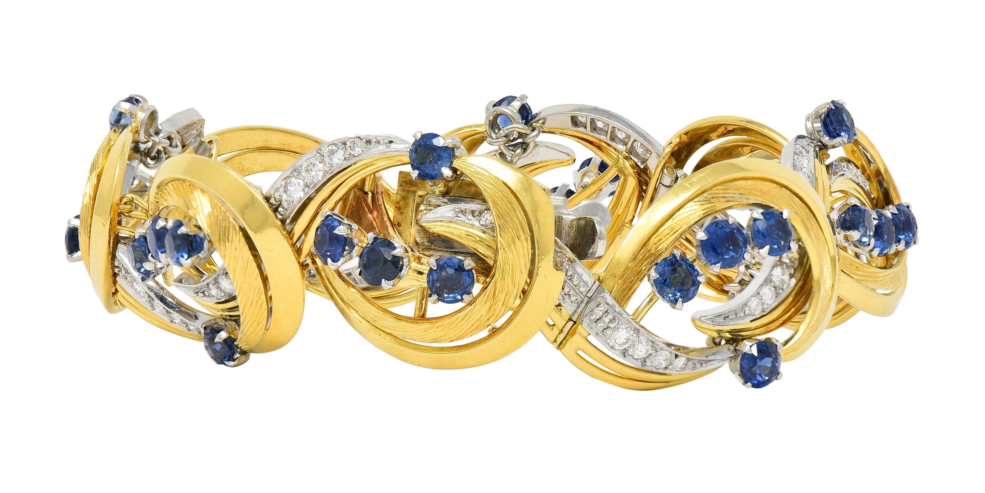 Tiffany & Co. Bracelet en platine 18 carats avec saphirs et diamants 9,04 carats, milieu du siècle dernier en vente 7