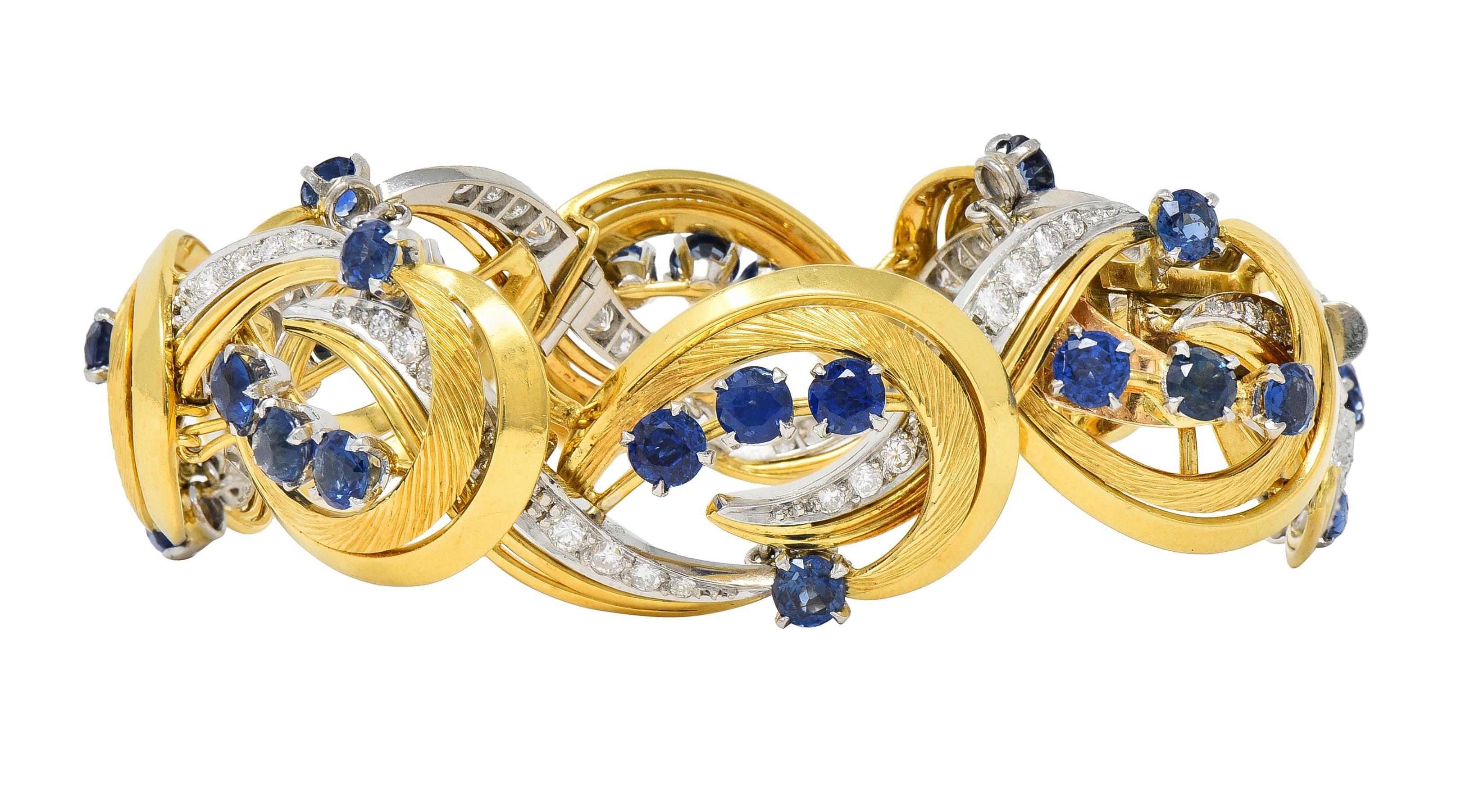 Tiffany & Co. Bracelet en platine 18 carats avec saphirs et diamants 9,04 carats, milieu du siècle dernier en vente 8