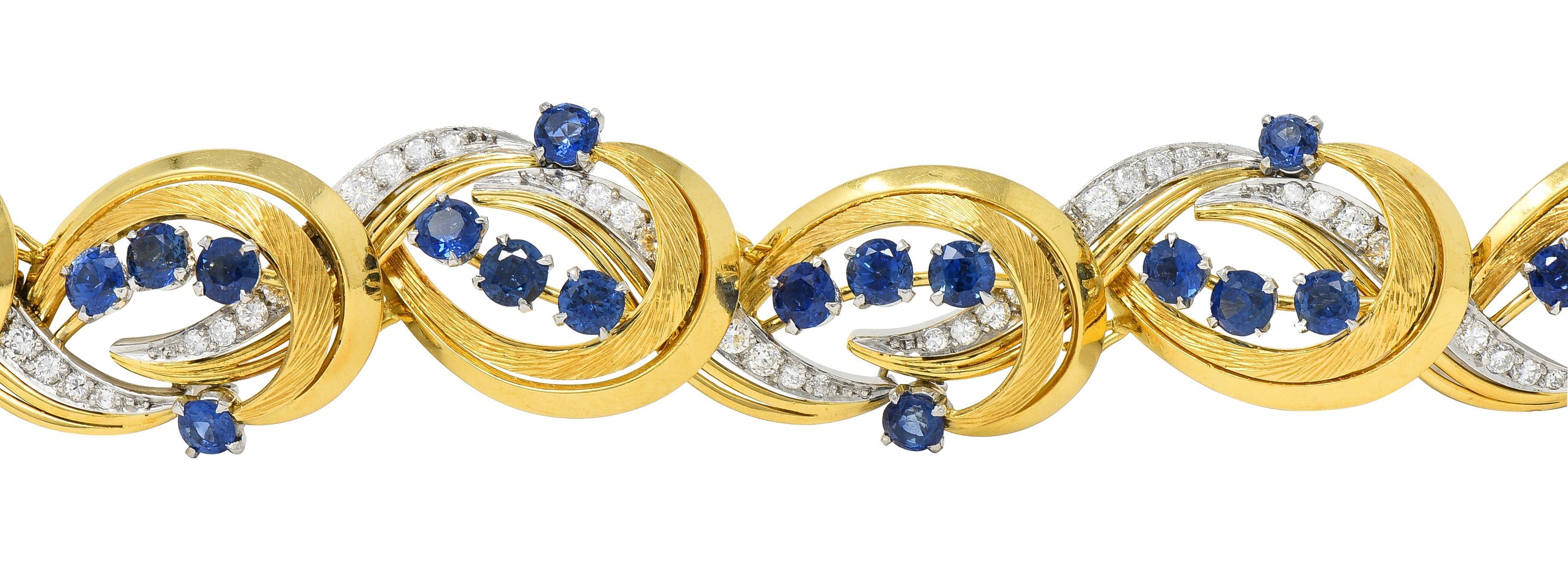 Tiffany & Co. Bracelet en platine 18 carats avec saphirs et diamants 9,04 carats, milieu du siècle dernier en vente 1