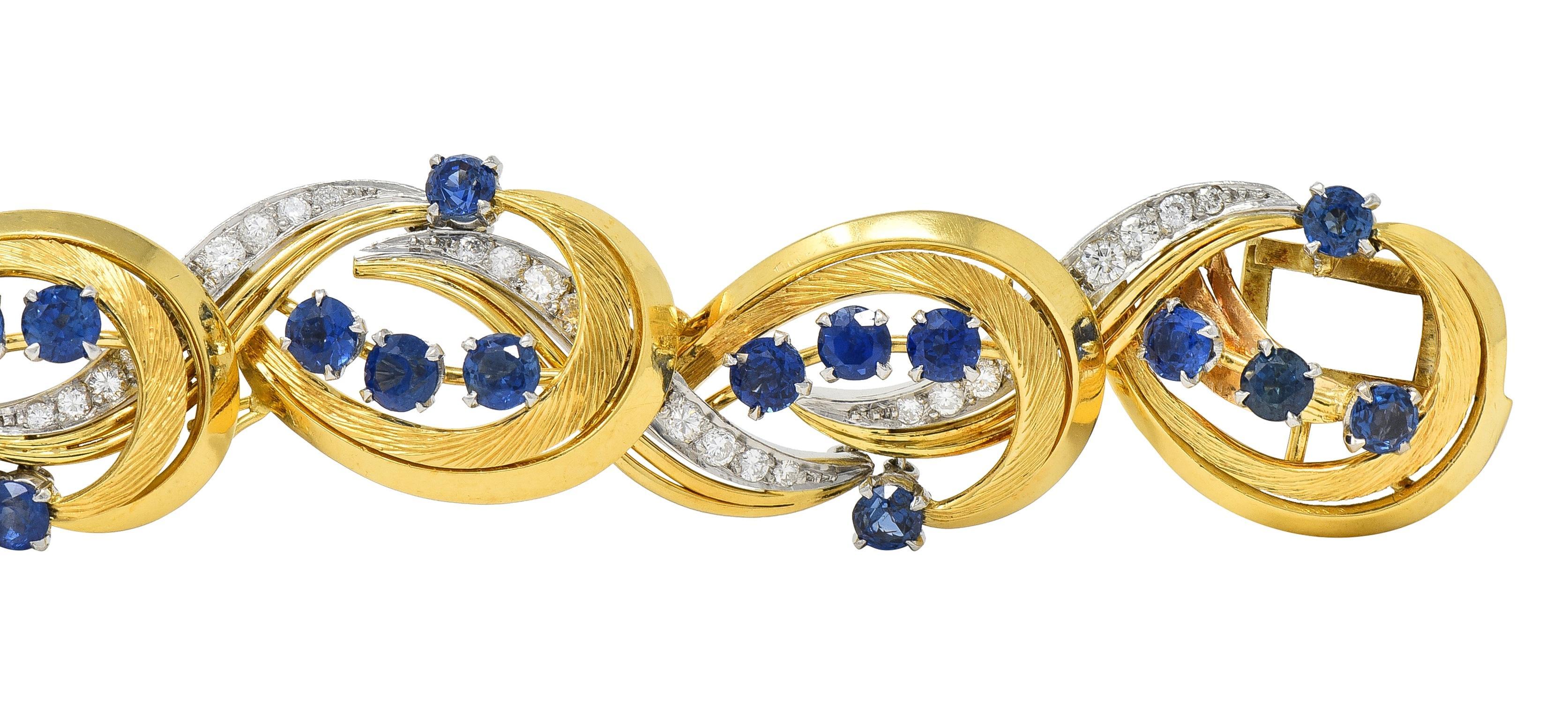 Tiffany & Co. Bracelet en platine 18 carats avec saphirs et diamants 9,04 carats, milieu du siècle dernier en vente 2