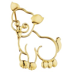 Retro Tiffany & Co. Mid-Century Gold Dog Brooch