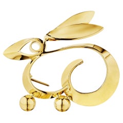 Retro Tiffany & Co. Mid-Century Gold Rabbit Brooch