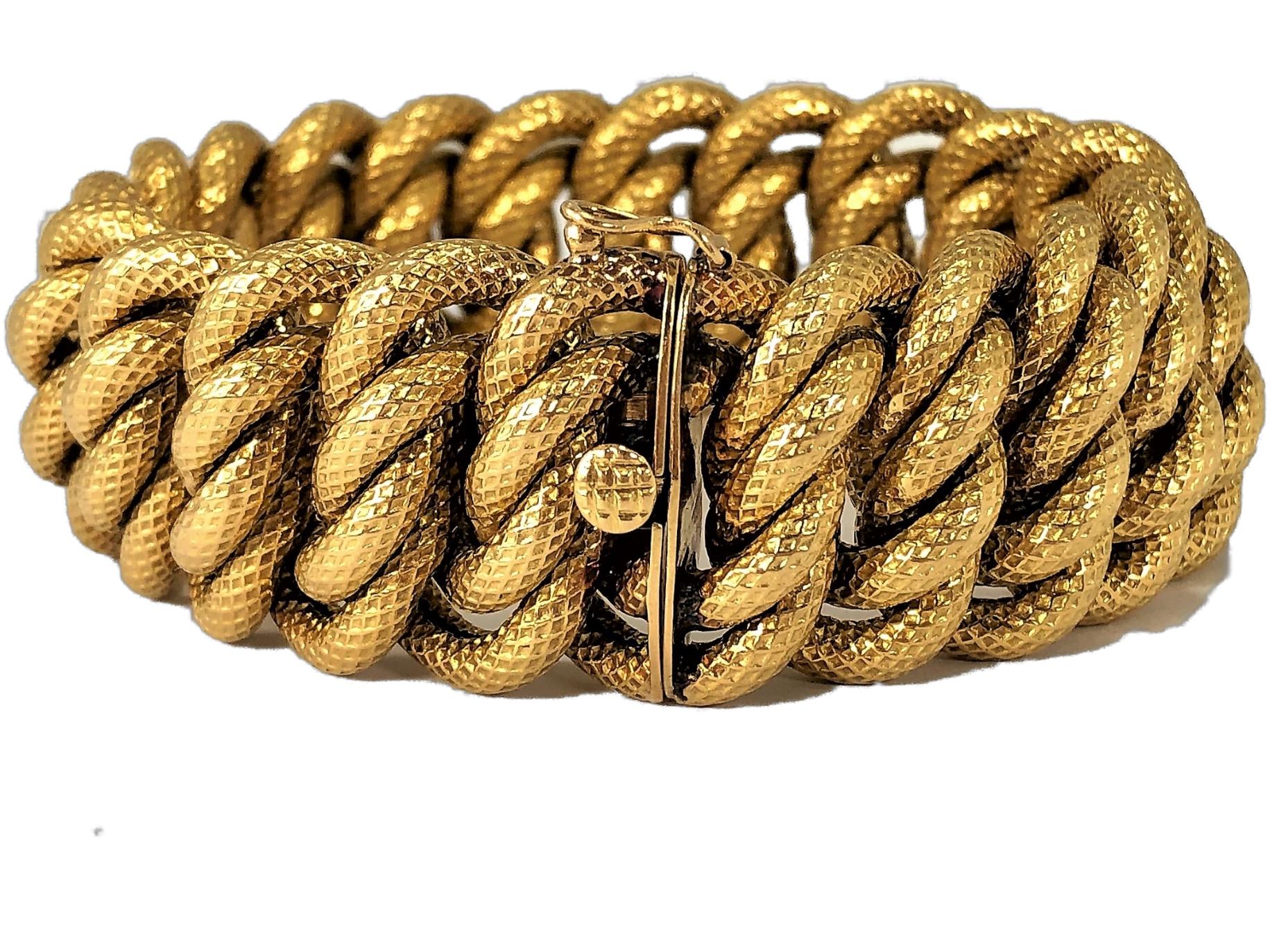 Women's Tiffany & Co. Midcentury Italian Textured Gold Bracelet