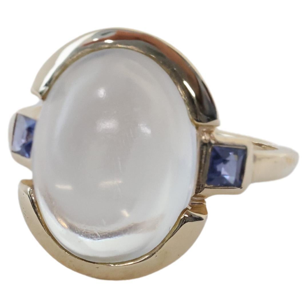 Tiffany & Co. Mid Century Moonstone and Sapphire Gold Ring  For Sale