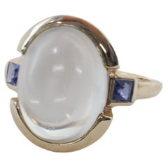 Tiffany & Co. Mid Century Moonstone and Sapphire Gold Ring 