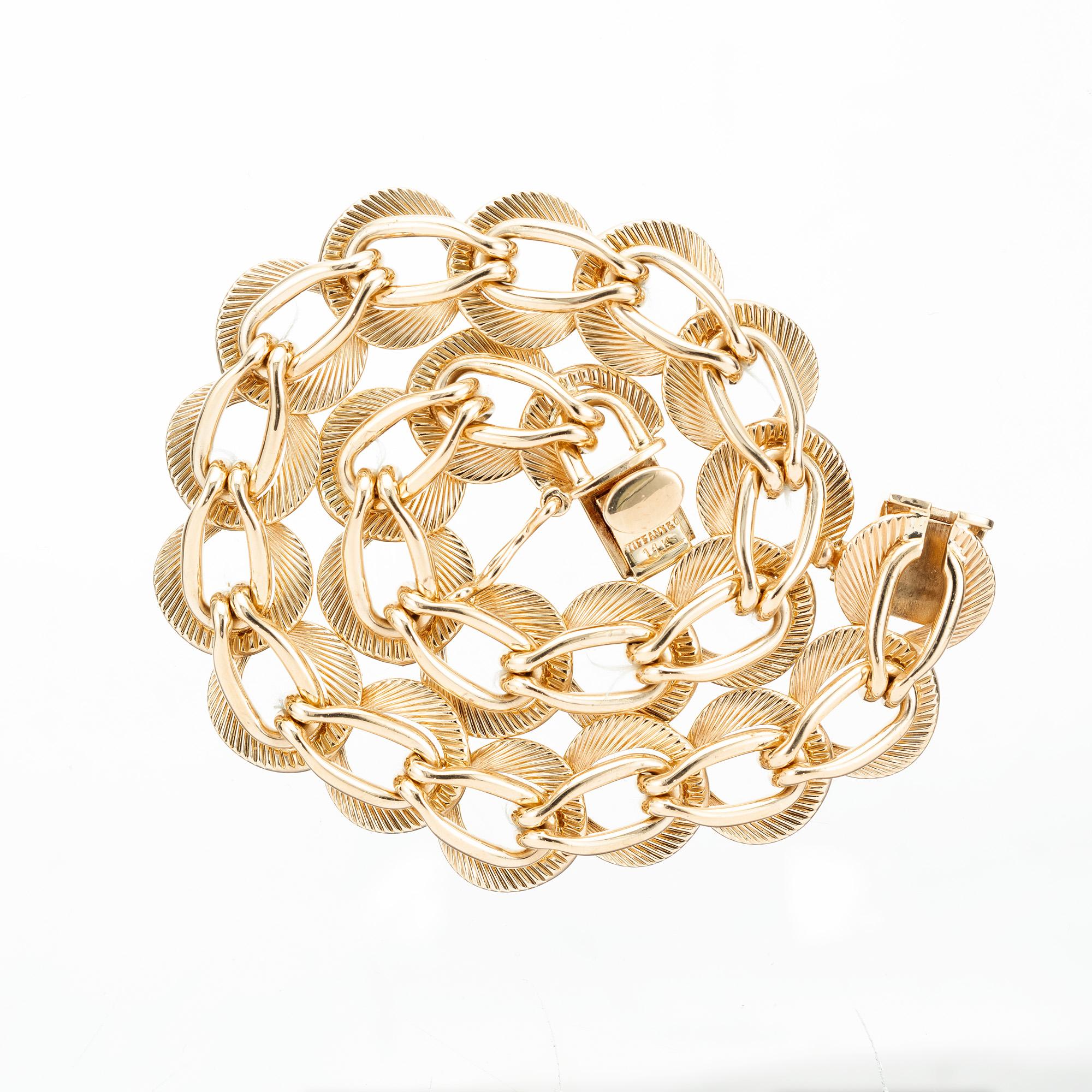Tiffany & Co Mid-Century Yellow Gold Fancy Link Bracelet  In Good Condition For Sale In Stamford, CT