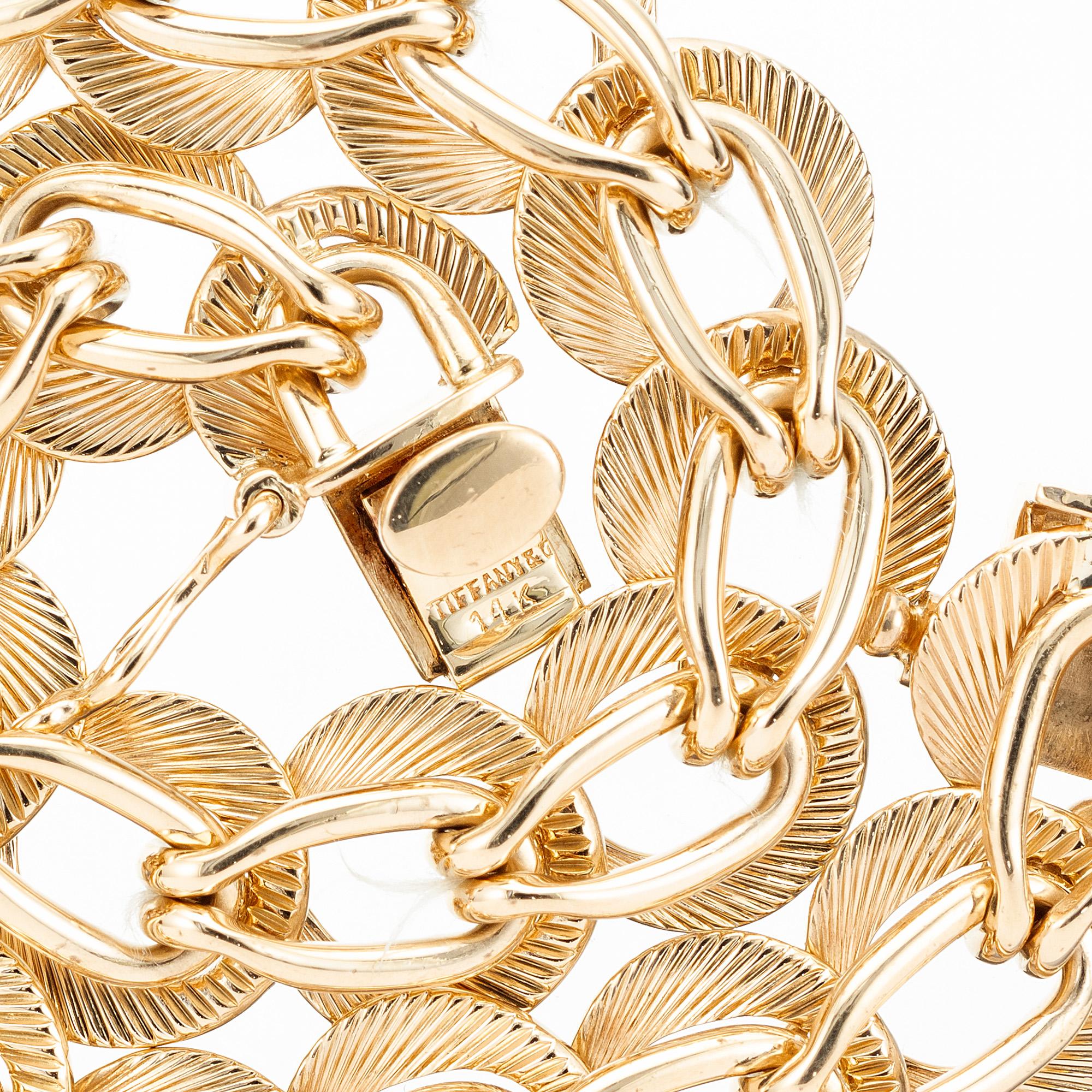 Tiffany & Co Mid-Century Yellow Gold Fancy Link Bracelet  For Sale 1