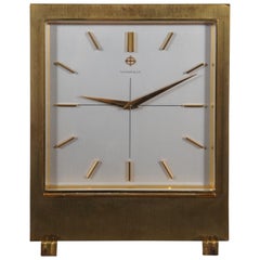 Vintage Tiffany & Co Mid Century Zodiac Watch Swiss Gilt Metal 15 Jewel Desk Clock 7"