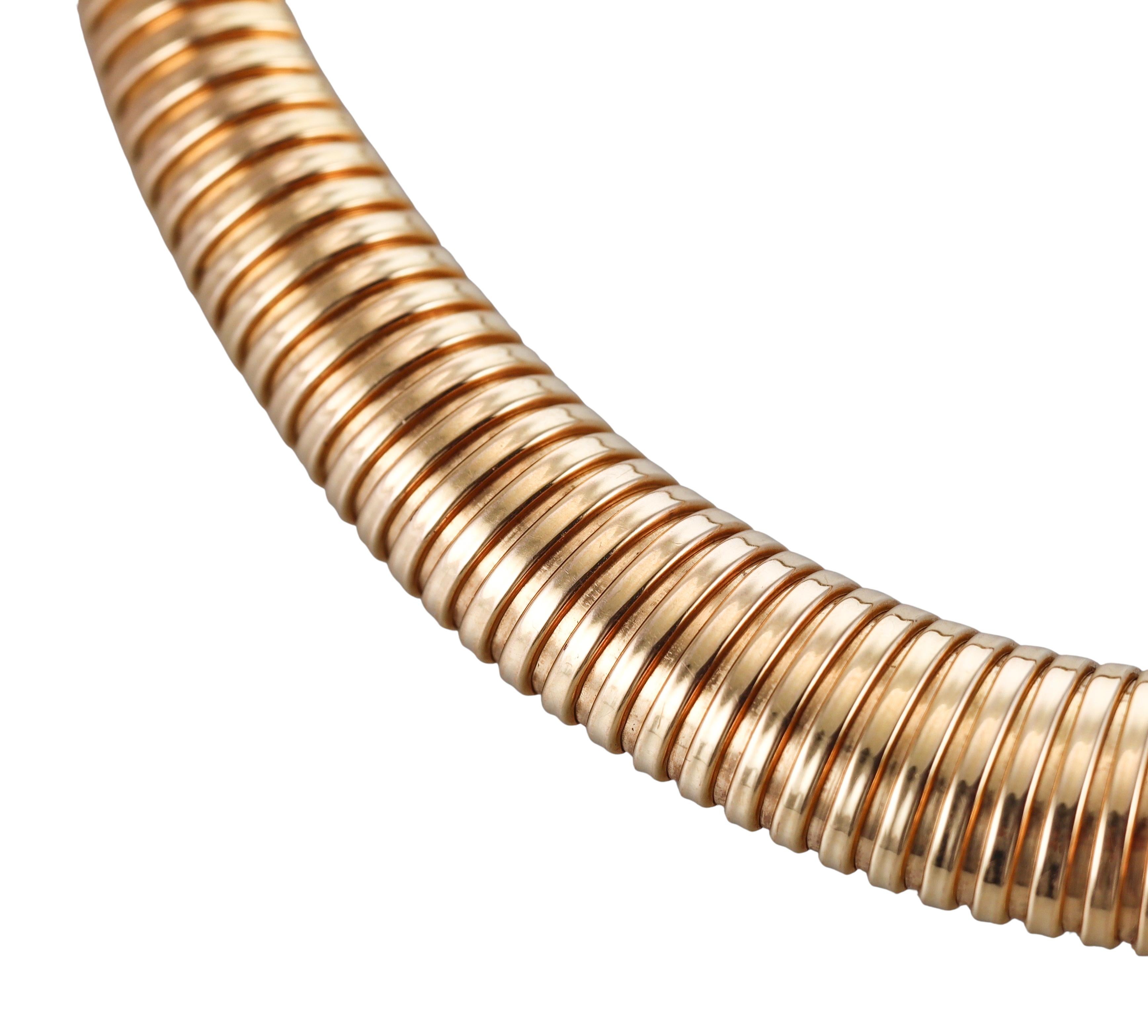 Tiffany & Co Midcentury Gold Tubogas Style Necklace In Excellent Condition For Sale In New York, NY