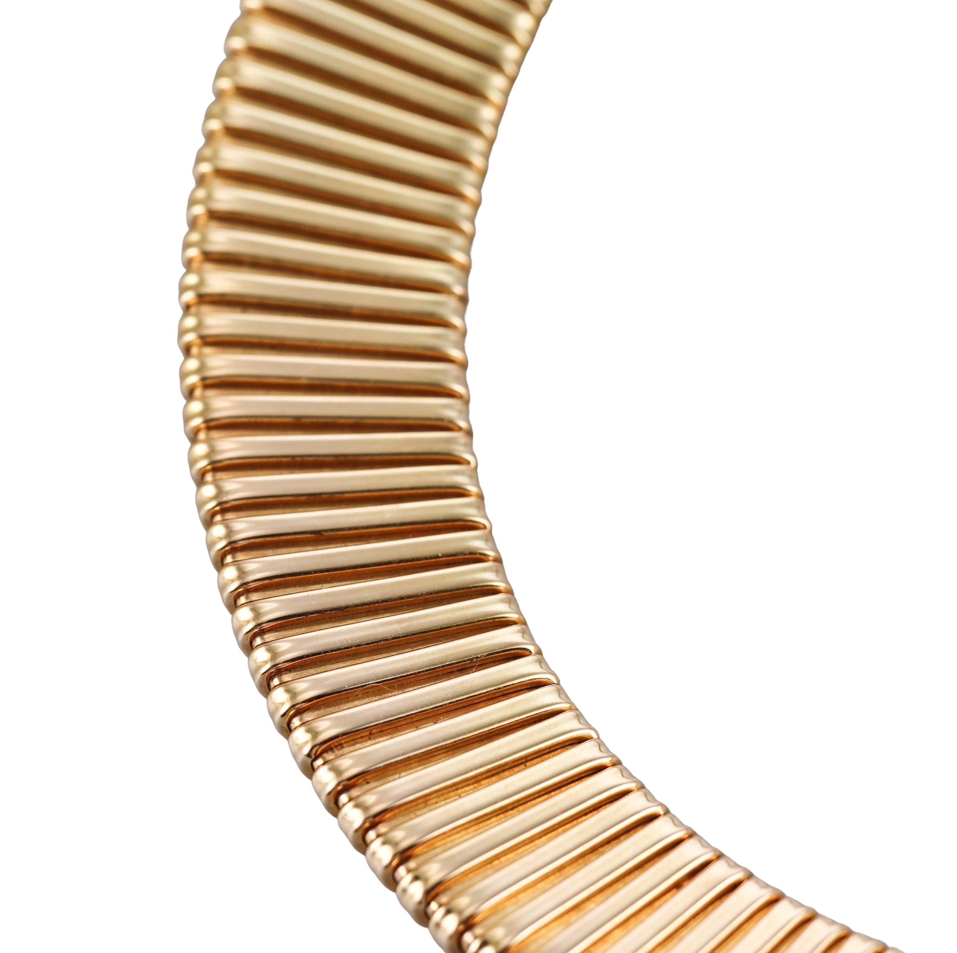Tiffany & Co Midcentury Gold Tubogas Style Necklace For Sale 1