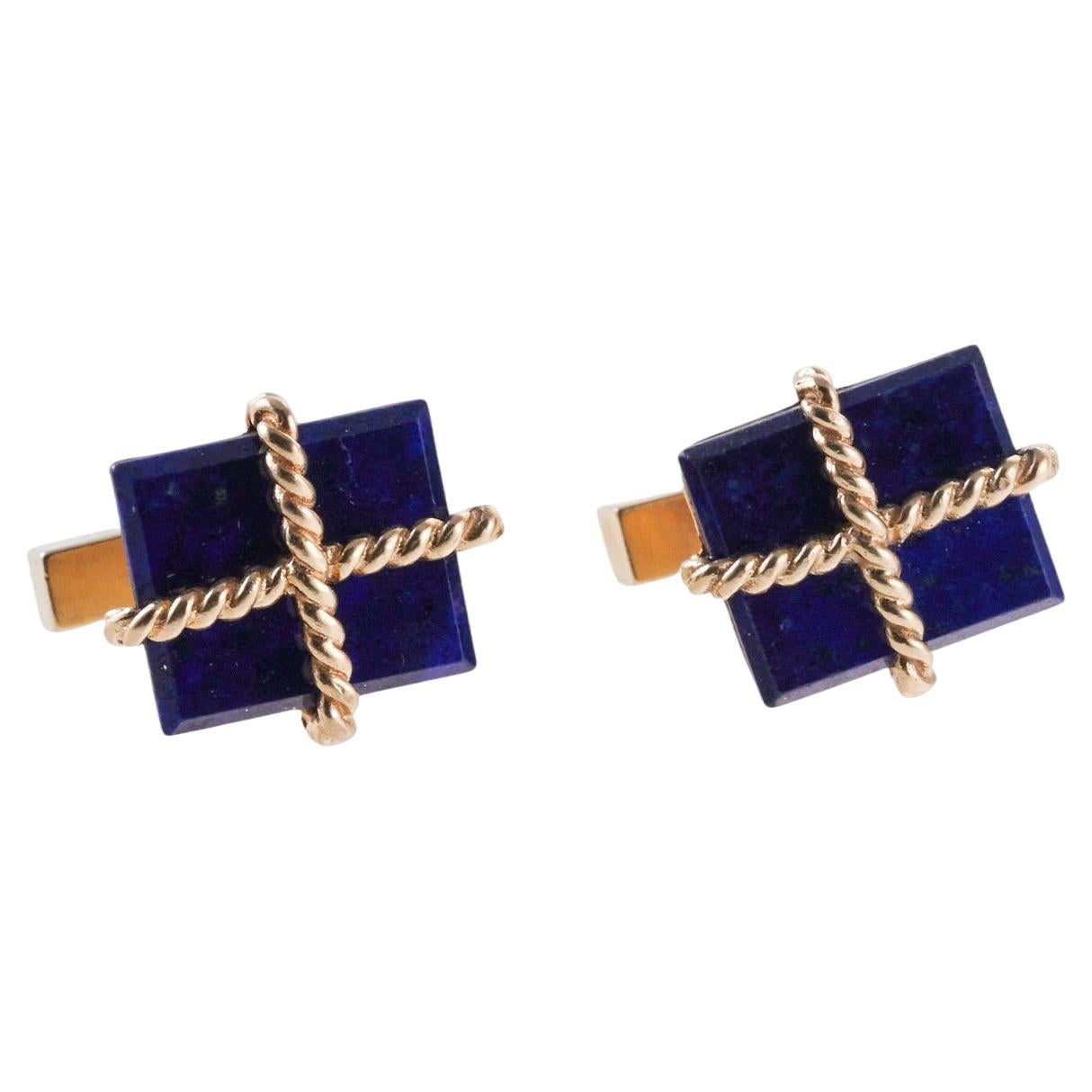 Tiffany & Co. Midcentury Lapis Lazuli Gold Manschettenknöpfe im Angebot