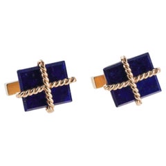 Tiffany & Co Midcentury lapis Lazuli Gold Cufflinks