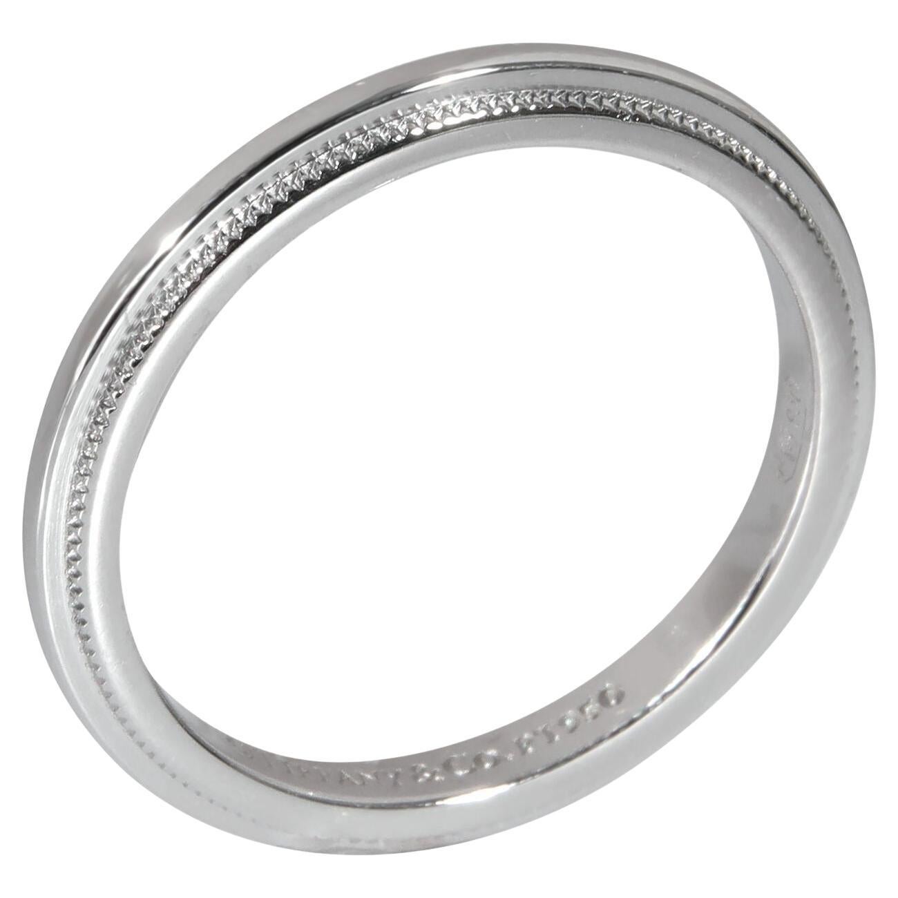 Tiffany & Co. Milgrain 2mm Band Ring  in Platinum Size 6 For Sale