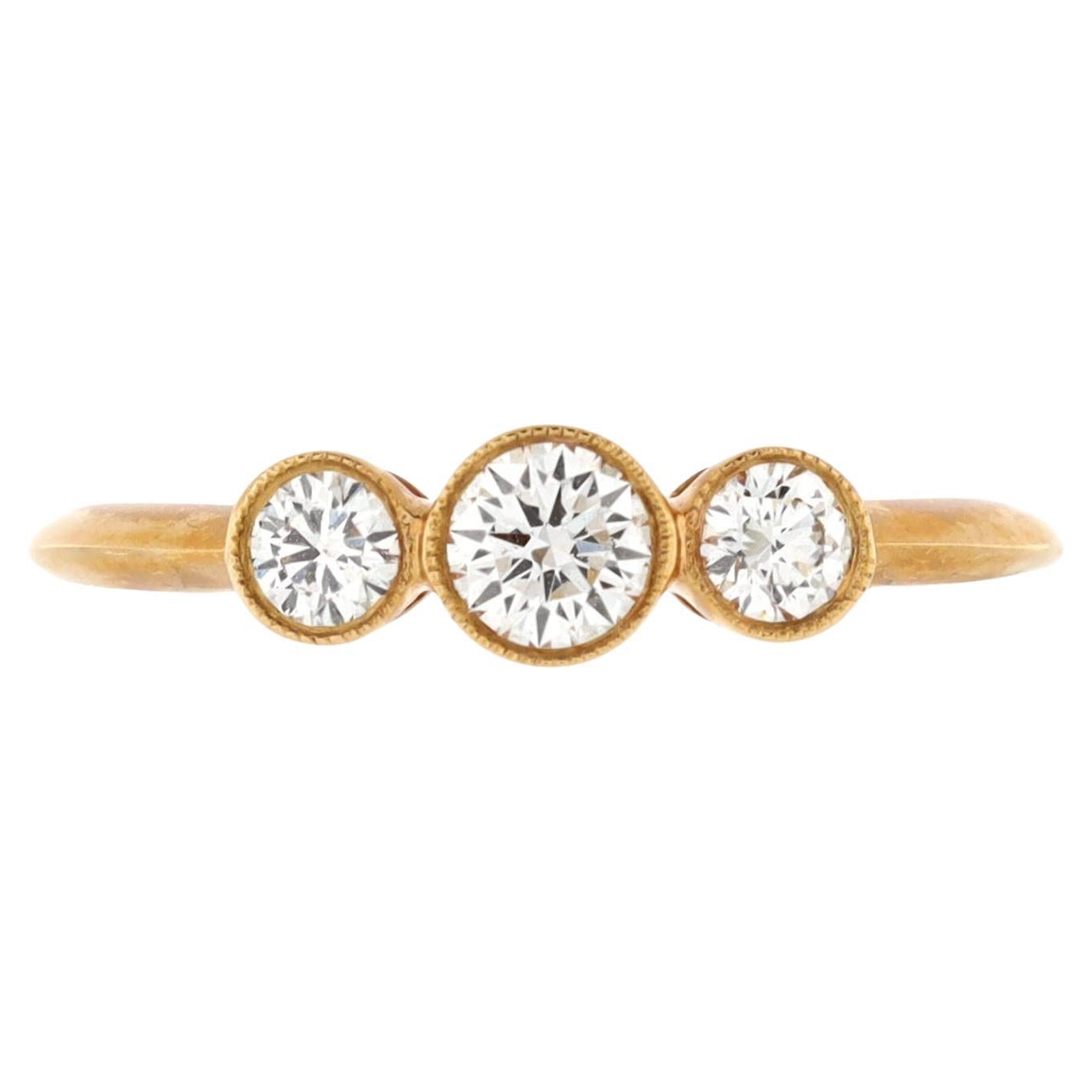Tiffany 
Co. Milgrain 3 Stone Ring 18K Rose Gold and Diamonds