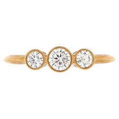 Tiffany & Co. Milgrain 3 Stone Ring 18K Rose Gold and Diamonds