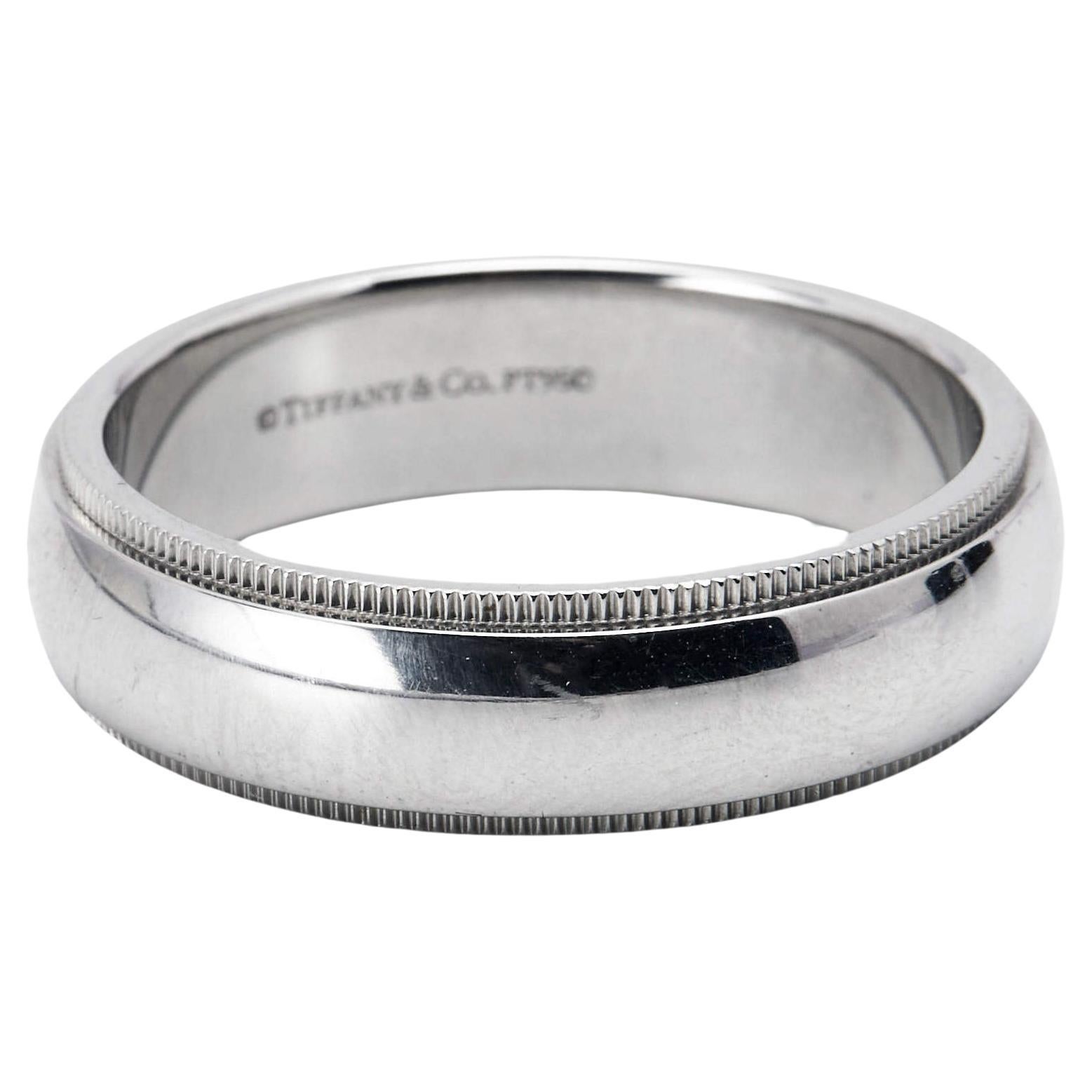 Tiffany & Co. Milgrain Platinum Wedding Band Ring Size 64