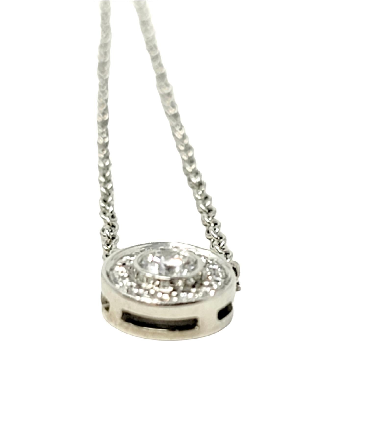 Contemporary Tiffany & Co. Mini Circlet Diamond Halo Pendant Necklace in Platinum Chain