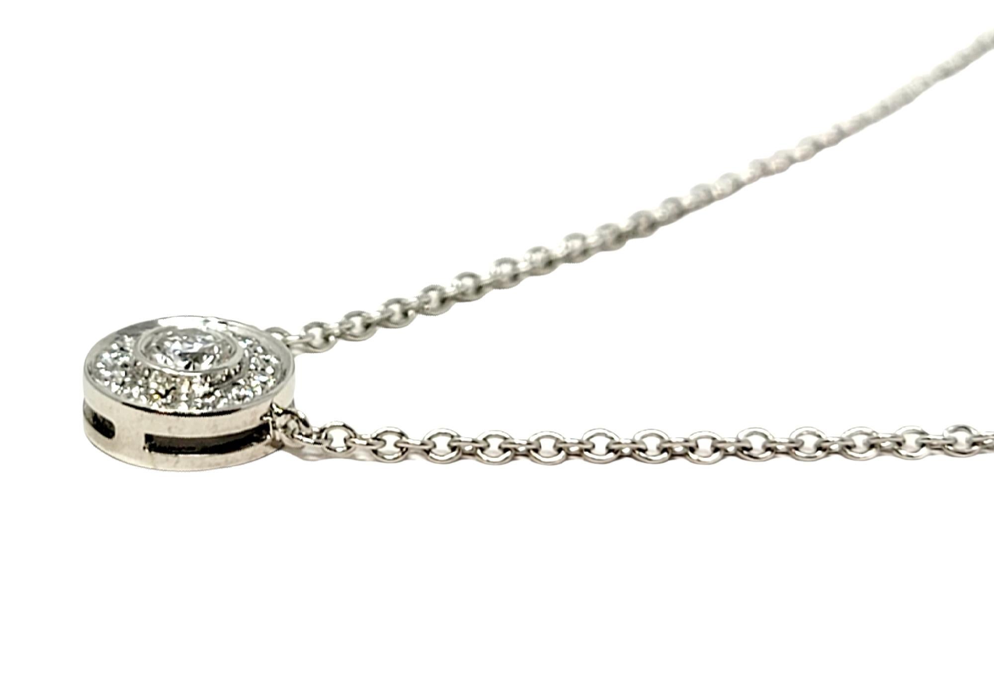 Tiffany & Co. Mini Circlet Diamond Halo Pendant Necklace in Platinum Chain In Good Condition In Scottsdale, AZ