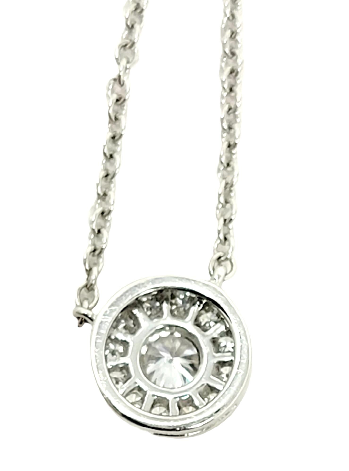 Women's Tiffany & Co. Mini Circlet Diamond Halo Pendant Necklace in Platinum Chain