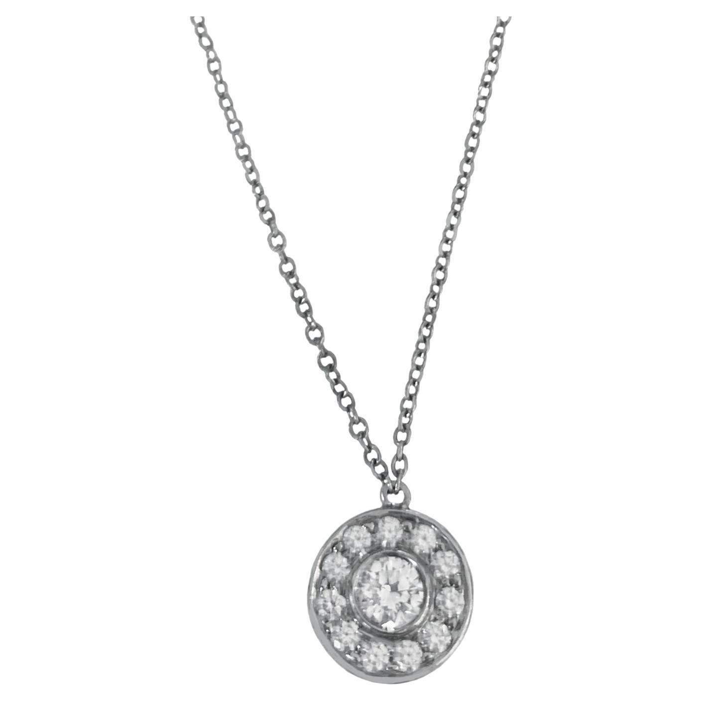Tiffany & Co. Mini Circlet Diamond Halo Pendant Necklace in Platinum