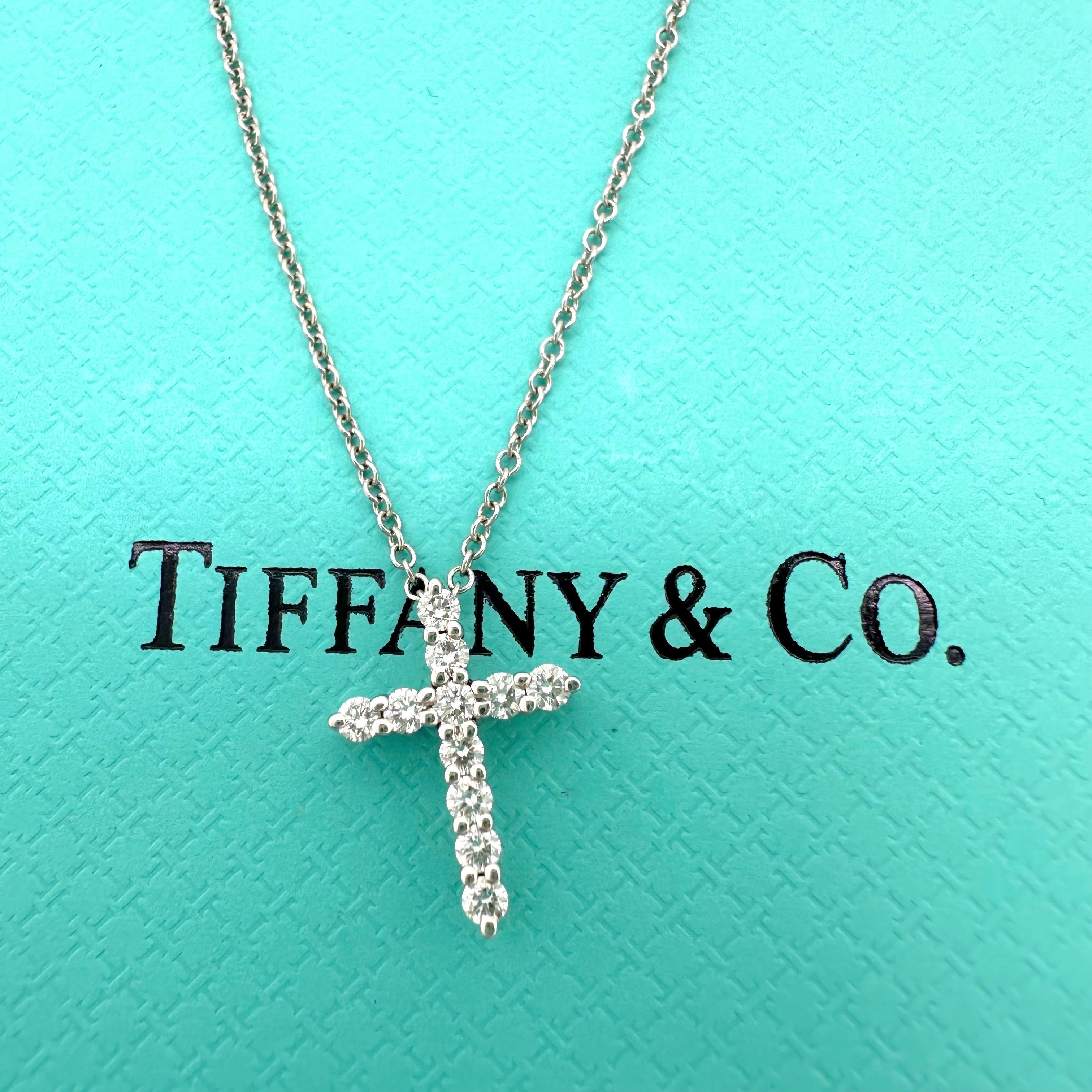 Tiffany & Co. Mini Diamond Cross Pendant in Platinum 5