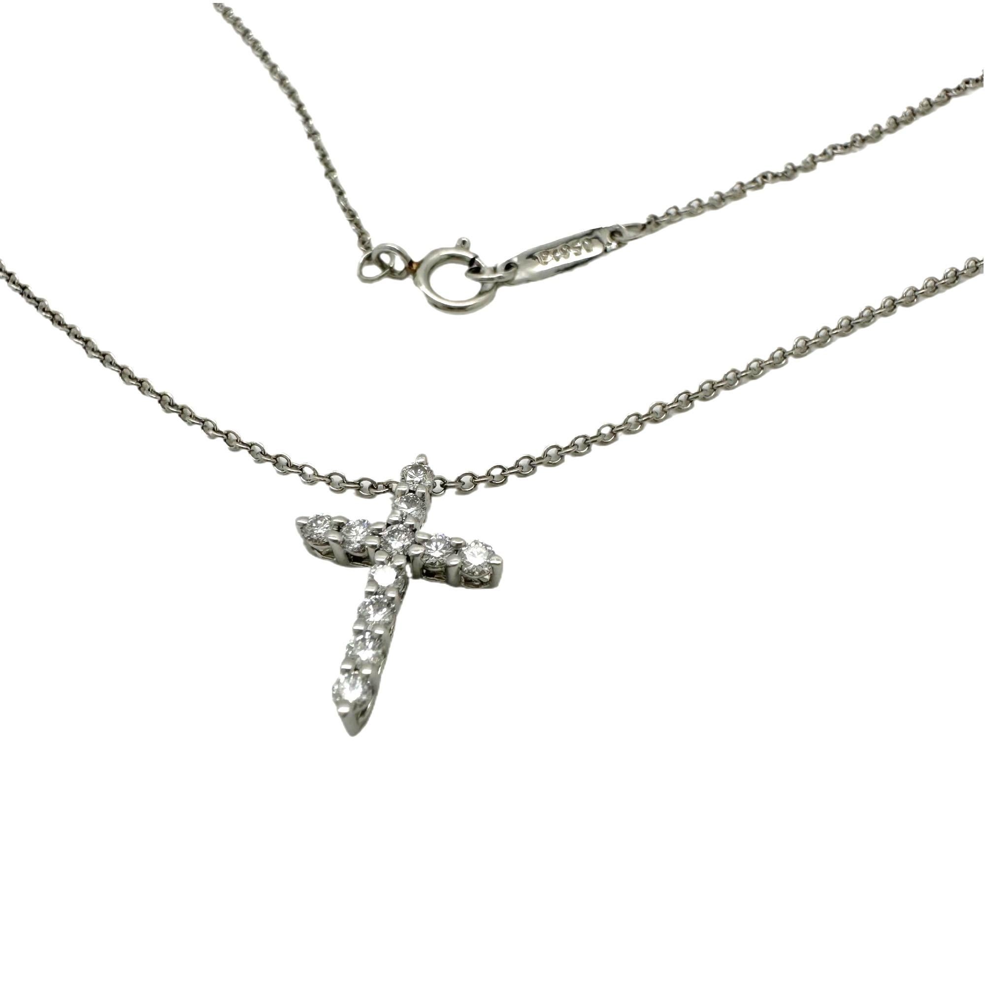 Tiffany & Co. Mini Diamond Cross Pendant in Platinum 6