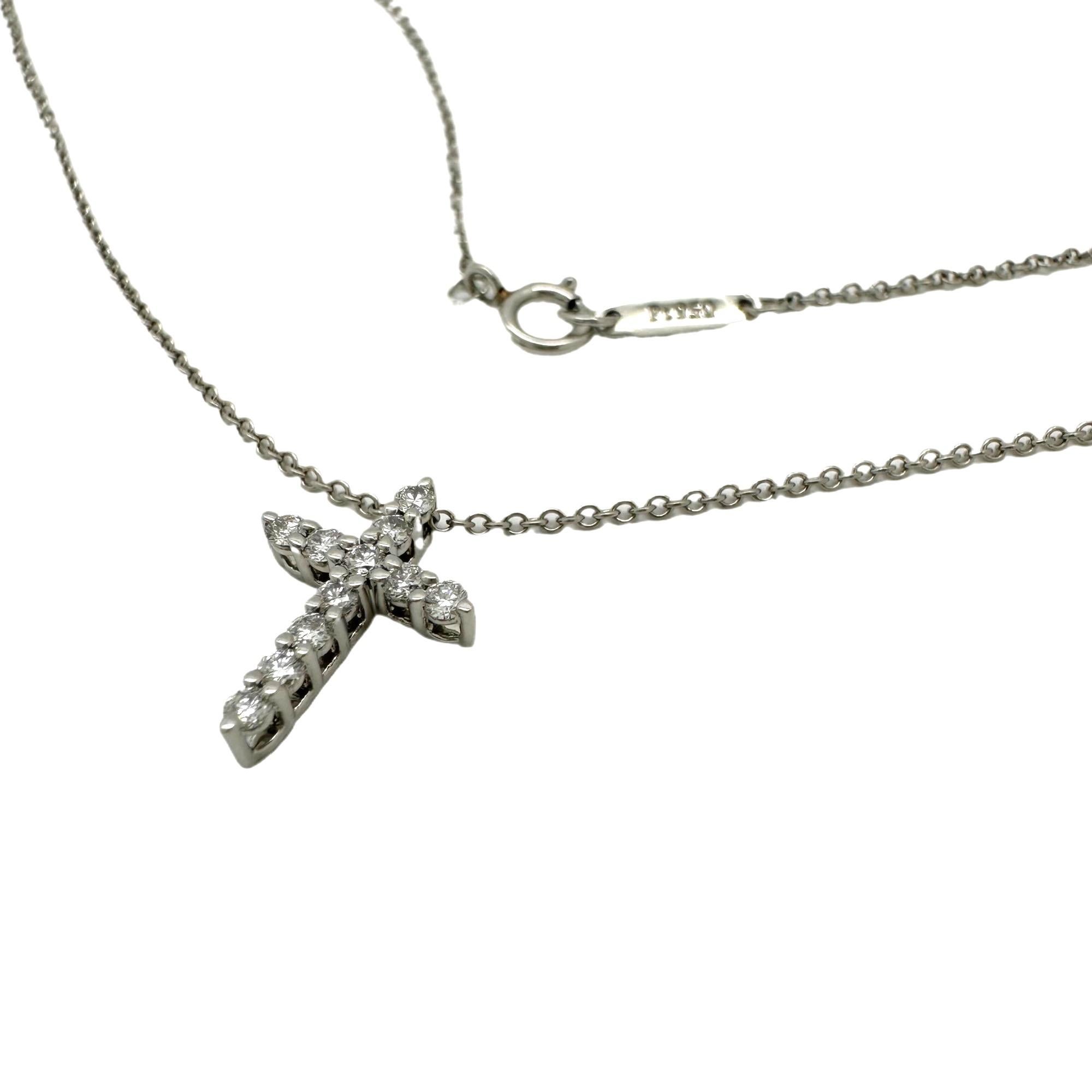 Tiffany & Co. Mini Diamond Cross Pendant in Platinum 7